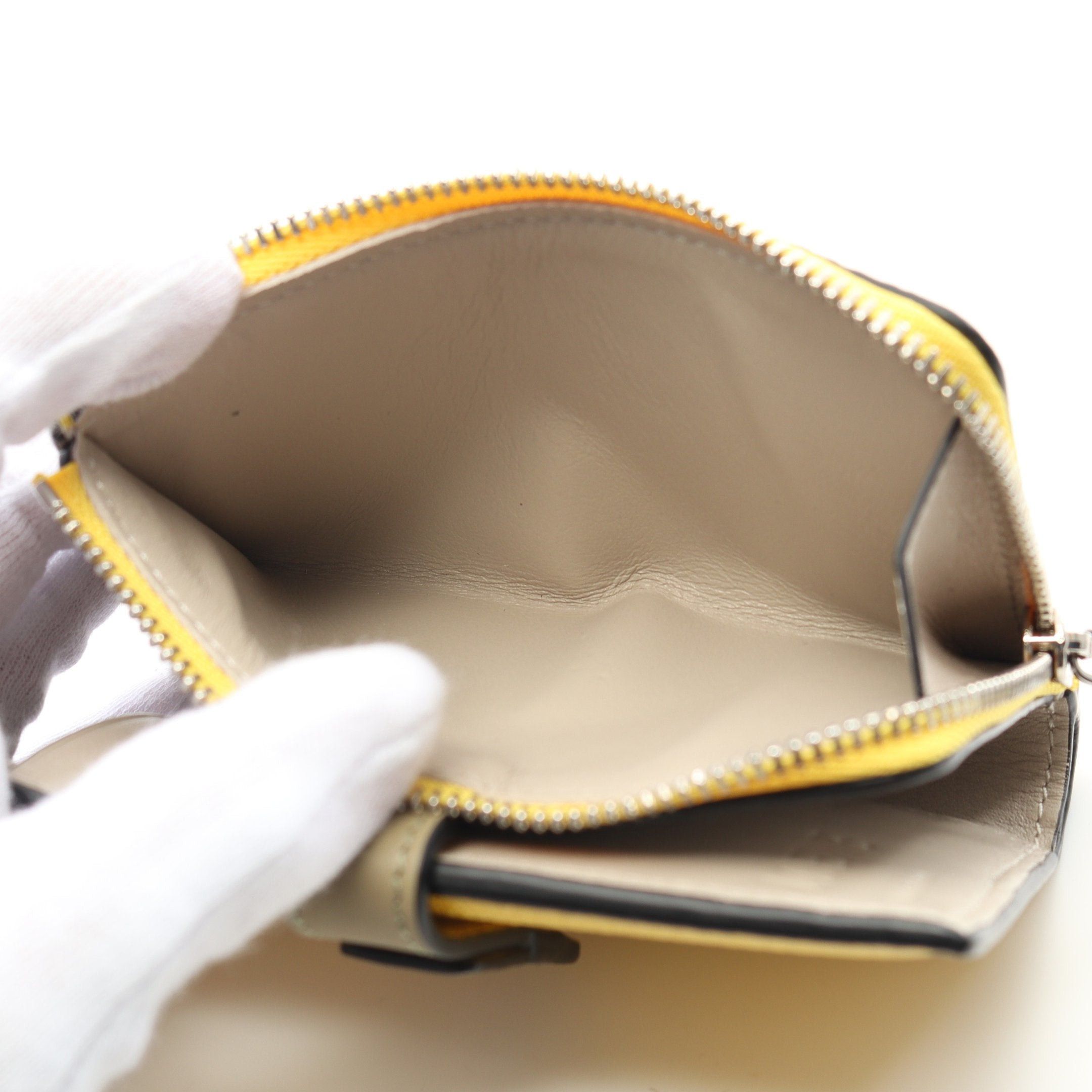 Loewe Loewe Slim Zip Bifold Wallet Bi-Fold Leather Yellow Gray Beige Size ONE SIZE - 5 Thumbnail