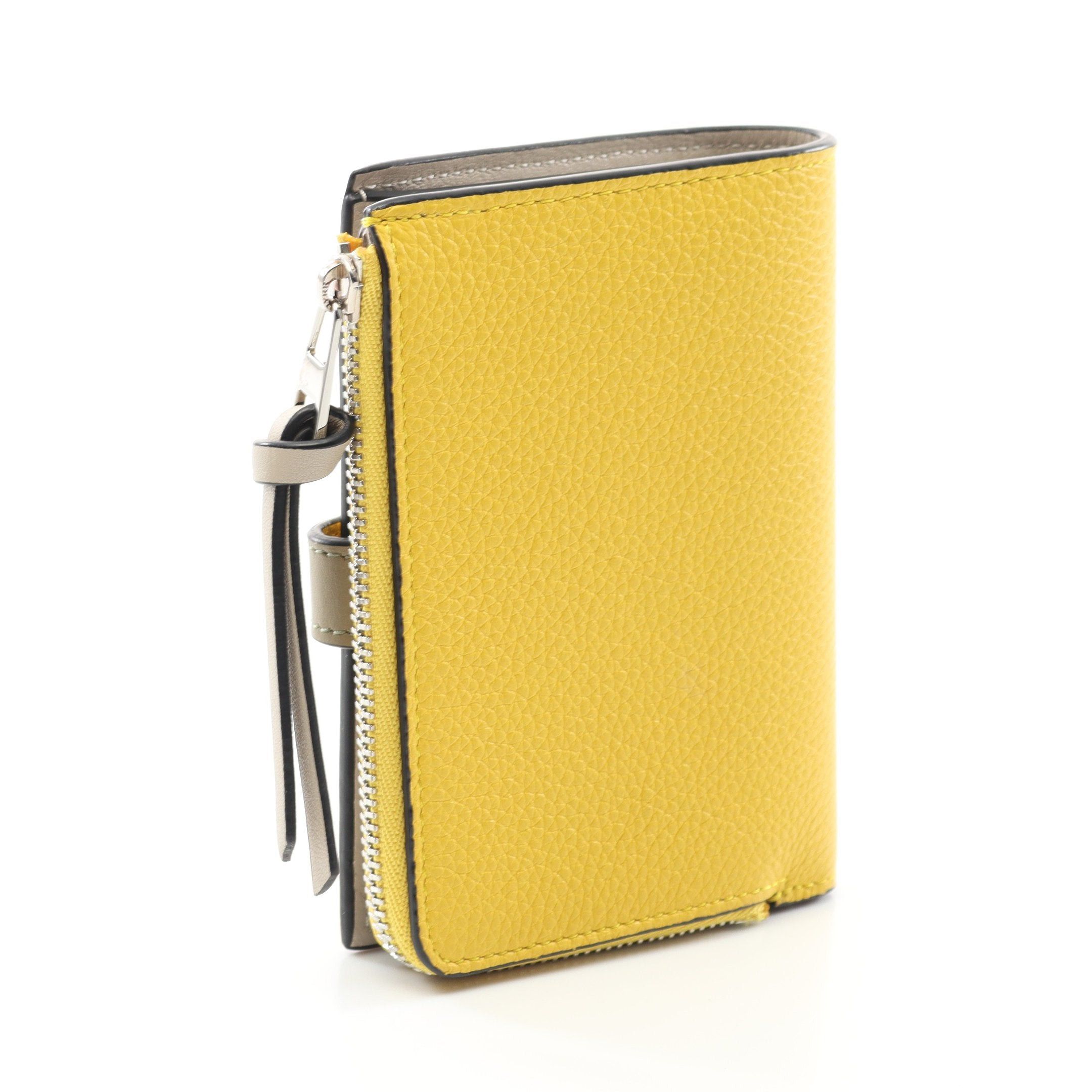 Loewe Loewe Slim Zip Bifold Wallet Bi-Fold Leather Yellow Gray Beige Size ONE SIZE - 2 Thumbnail