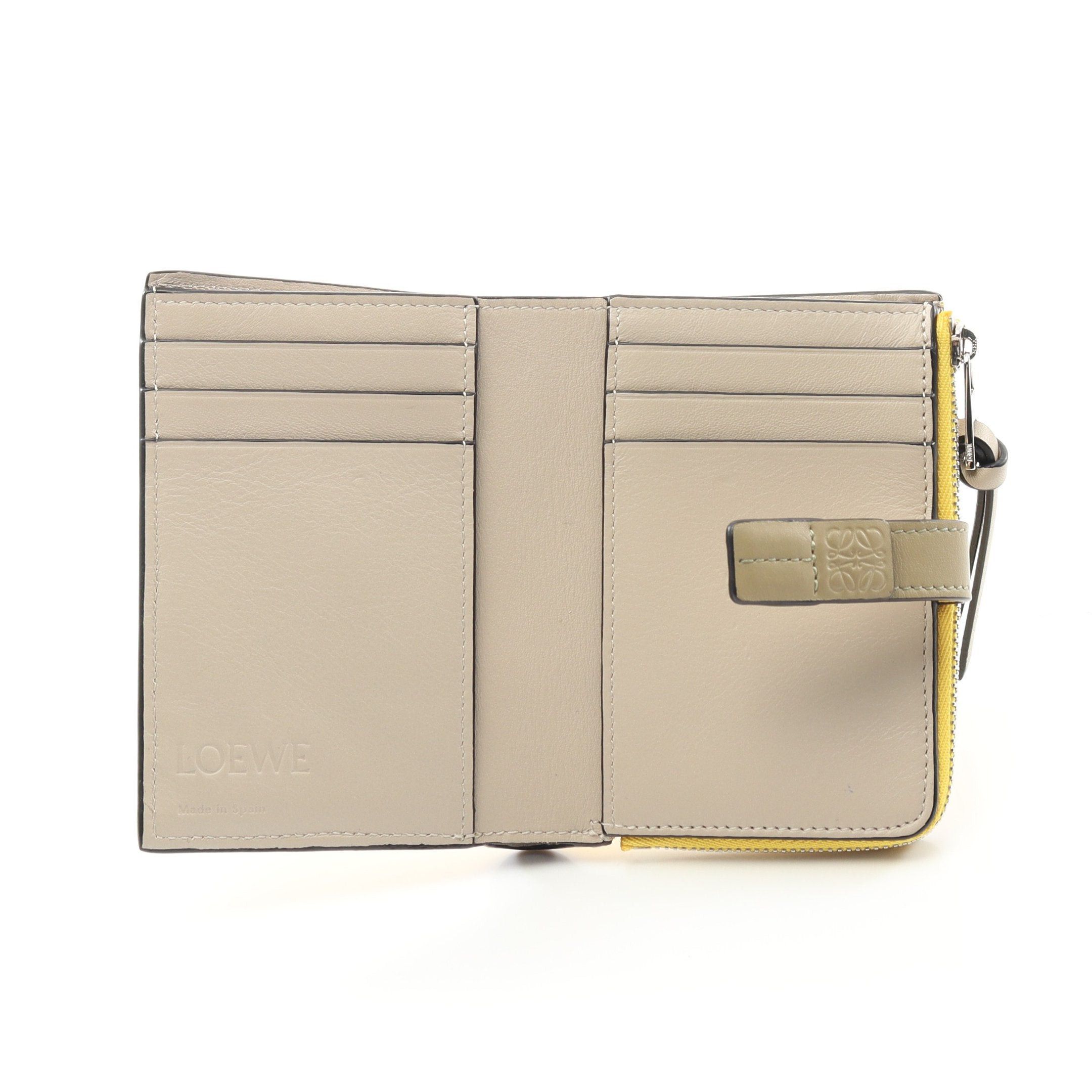 Loewe Loewe Slim Zip Bifold Wallet Bi-Fold Leather Yellow Gray Beige Size ONE SIZE - 3 Thumbnail