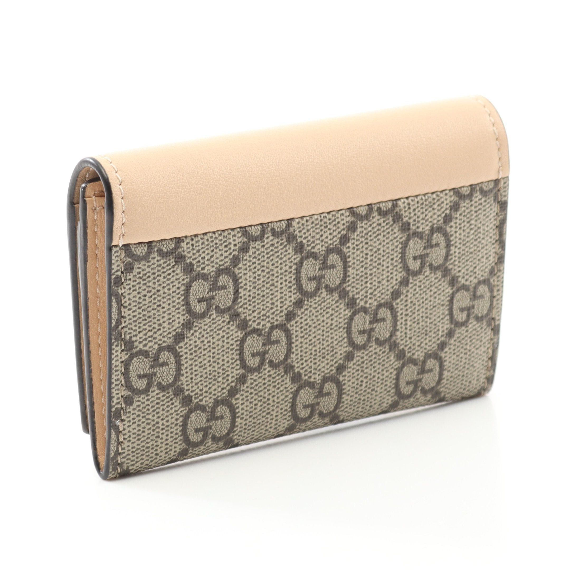Gucci Gucci Double G Gg Supreme Card Case Name Holder Leather Beige Size ONE SIZE - 2 Thumbnail