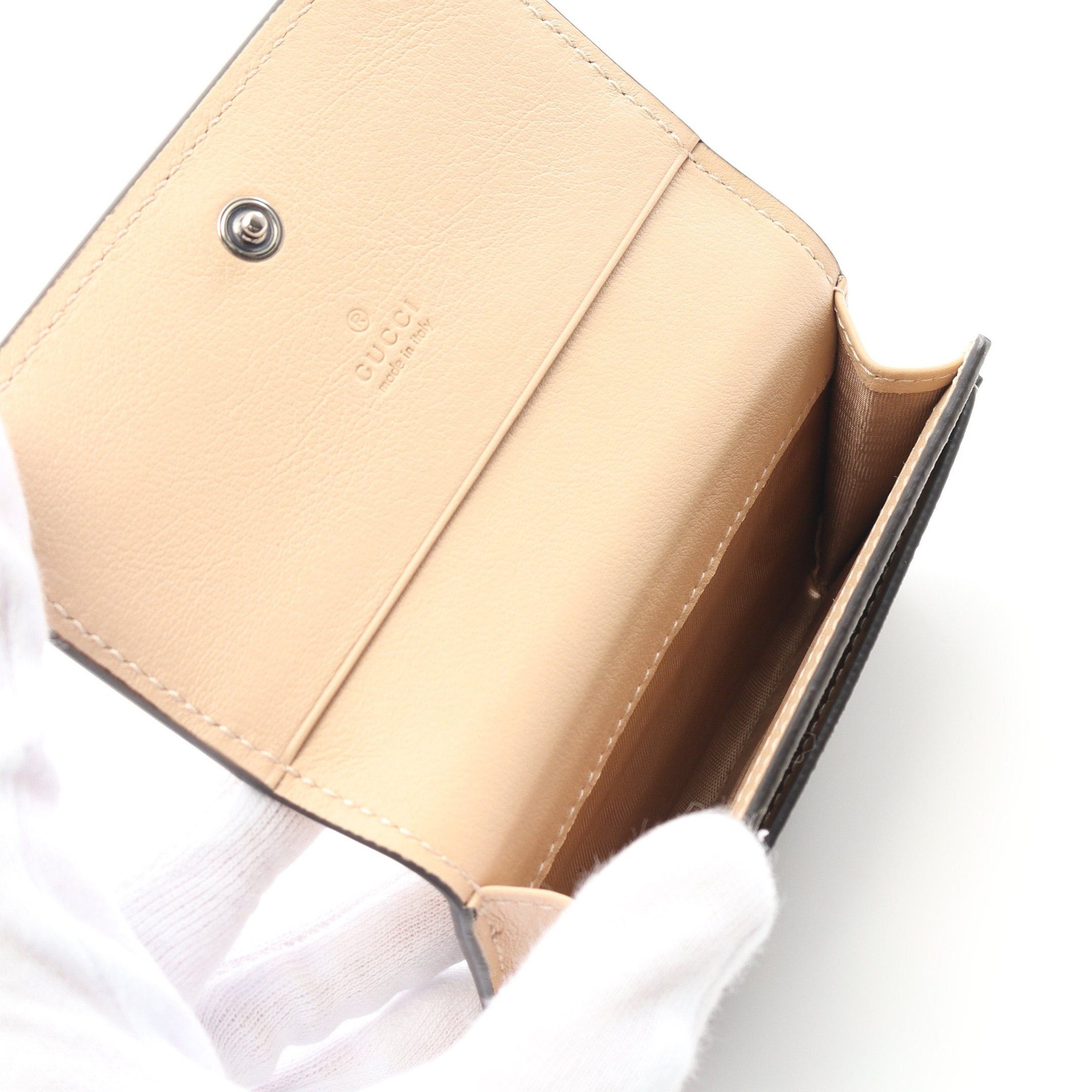 Gucci Gucci Double G Gg Supreme Card Case Name Holder Leather Beige Size ONE SIZE - 3 Thumbnail