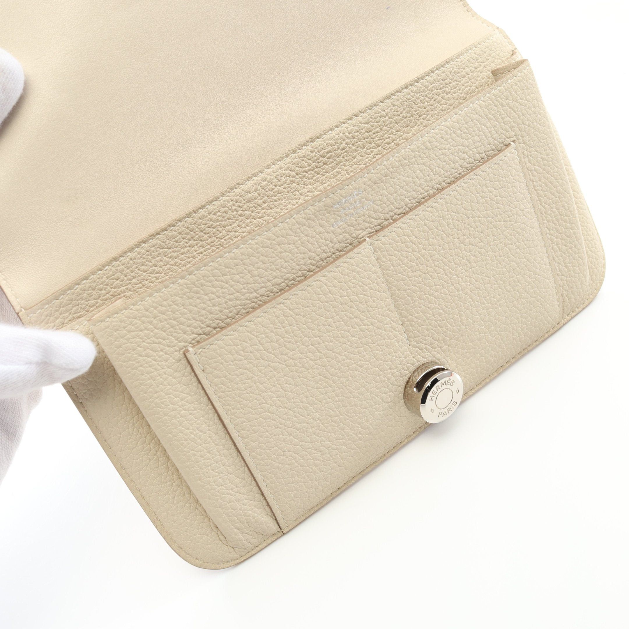 Hermes Hermes Dogon Duo Gm Kure Bi-Fold Long Wallet Clemence Leather Ivory Silver Hardware A Stamp Size ONE SIZE - 11 Thumbnail