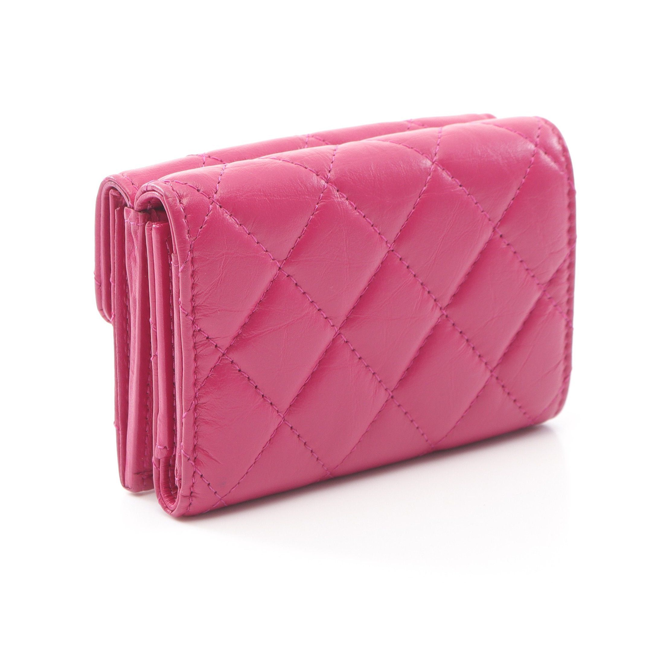 Chanel Chanel 2.55 Matelasse Trifold Wallet Lambskin Pink Purple Gold Hardware Size ONE SIZE - 2 Thumbnail