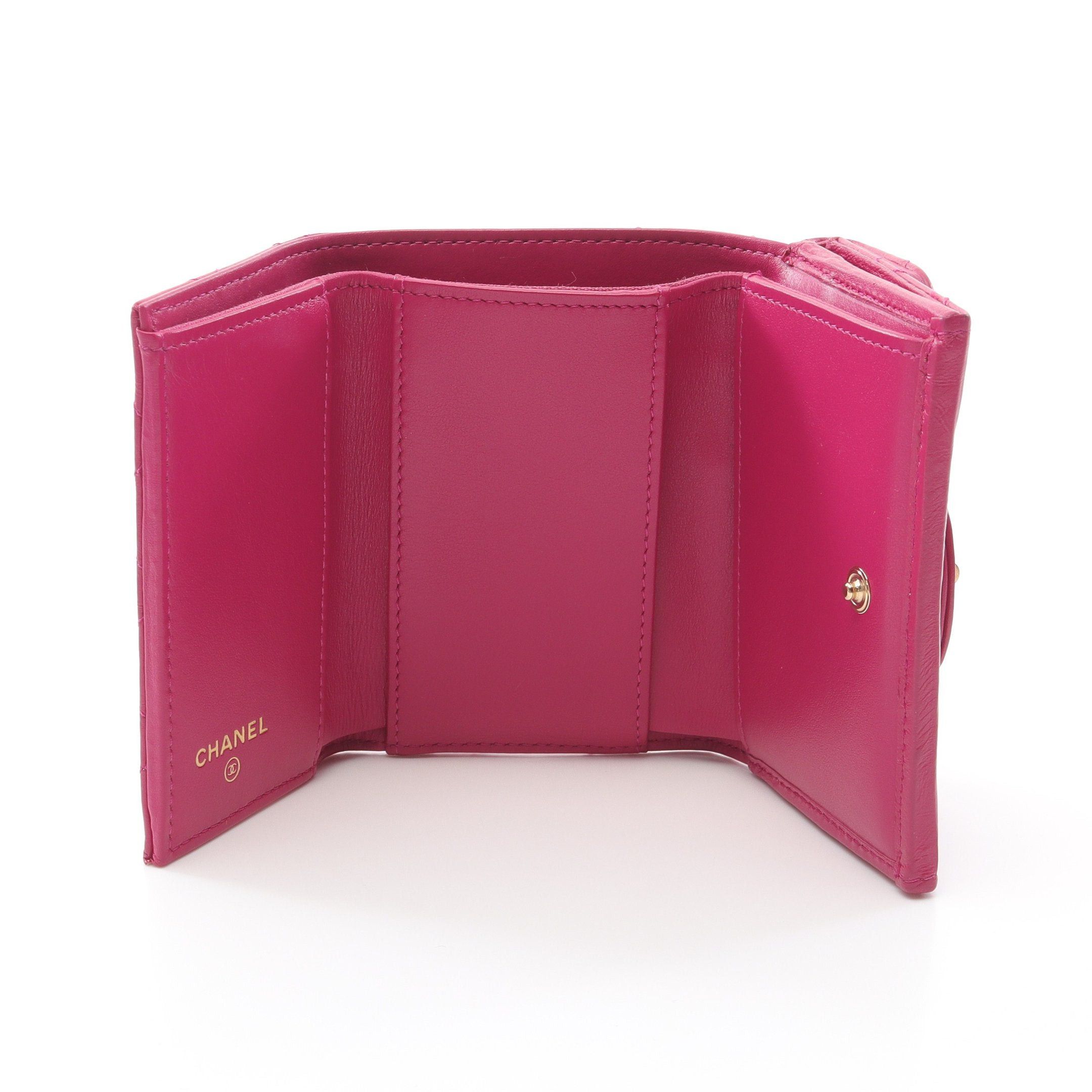 Chanel Chanel 2.55 Matelasse Trifold Wallet Lambskin Pink Purple Gold Hardware Size ONE SIZE - 3 Thumbnail
