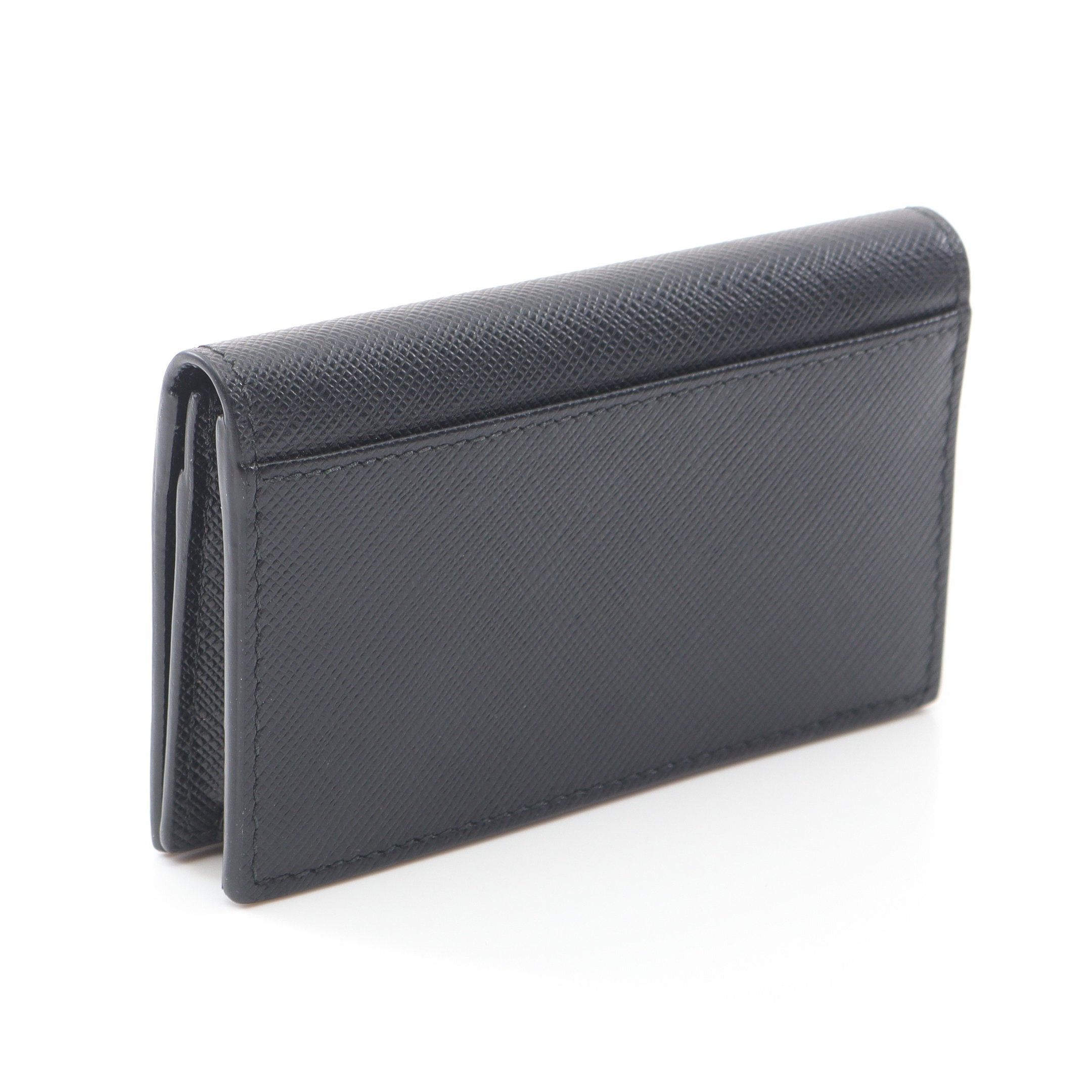 Prada Prada Saffiano Metal Card Case Name Holder Leather Black Size ONE SIZE - 2 Thumbnail