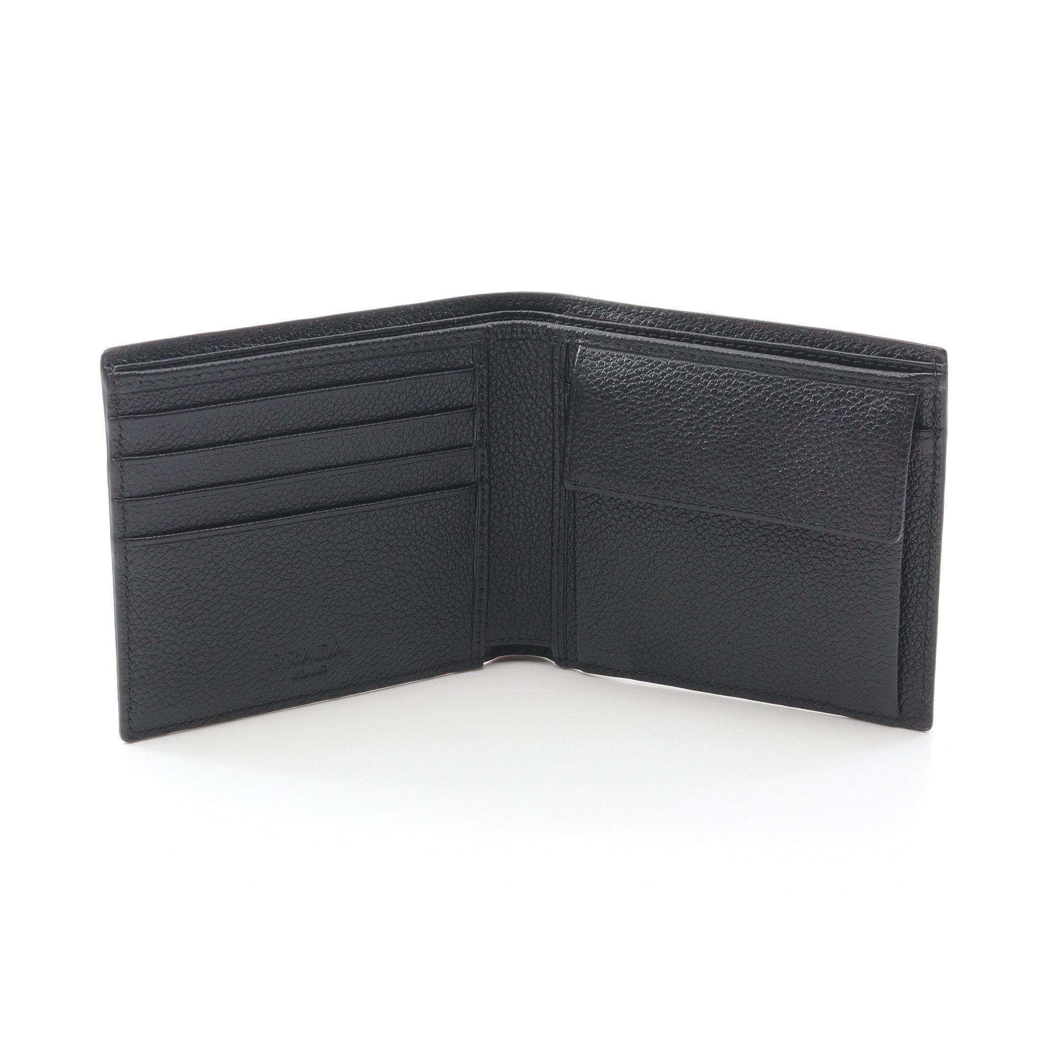 Prada Prada Vit.Micro Grain Bi-Fold Wallet Leather Black Size ONE SIZE - 3 Thumbnail