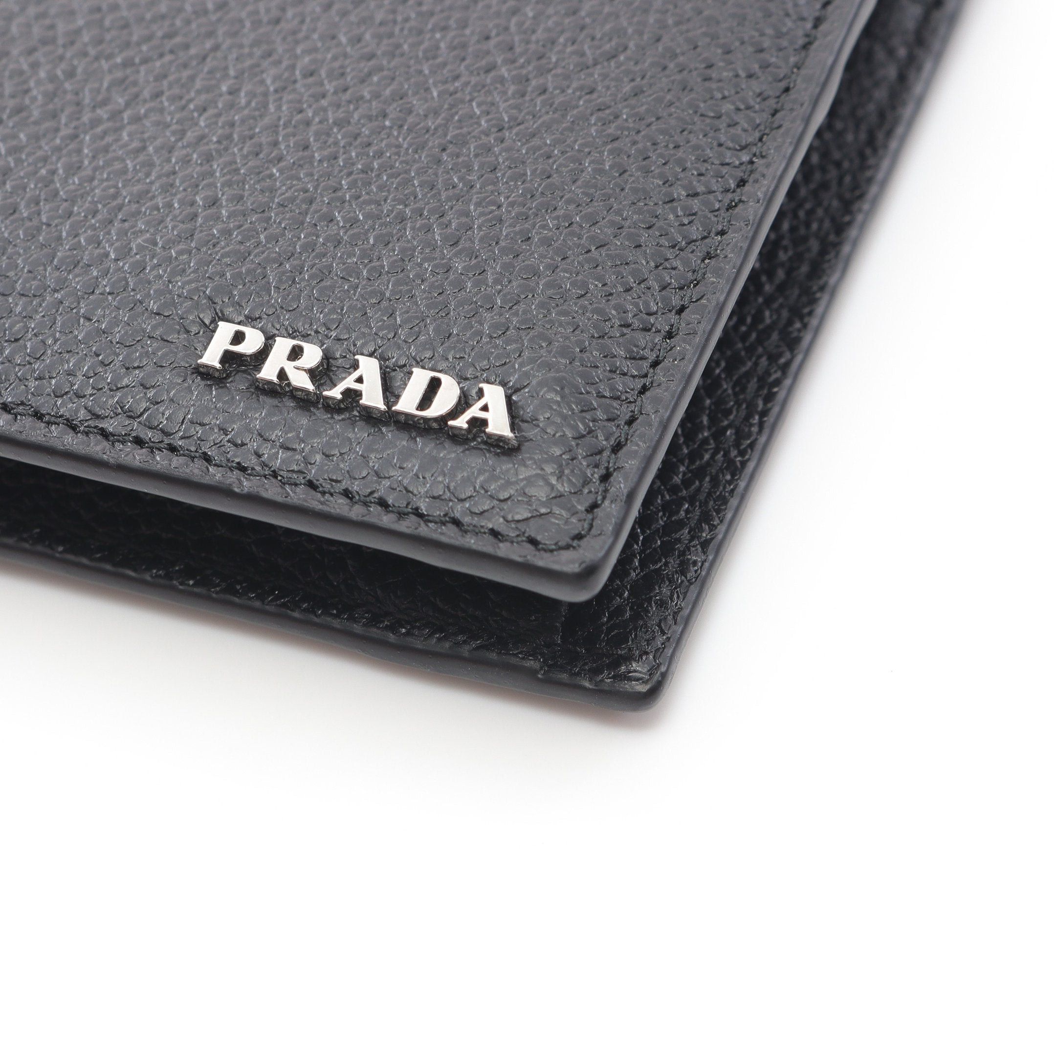 Prada Prada Vit.Micro Grain Bi-Fold Wallet Leather Black Size ONE SIZE - 7 Thumbnail