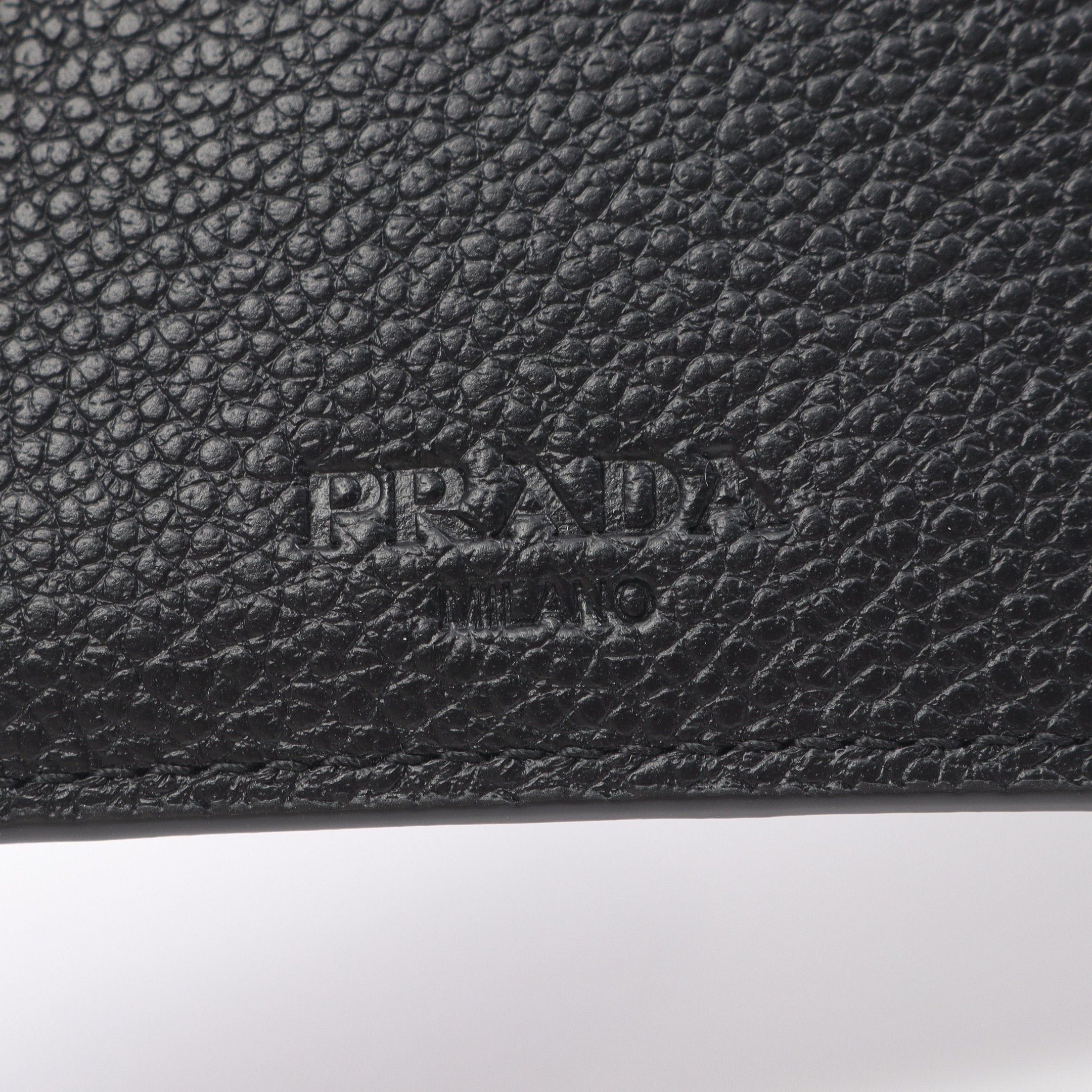 Prada Prada Vit.Micro Grain Bi-Fold Wallet Leather Black Size ONE SIZE - 4 Thumbnail