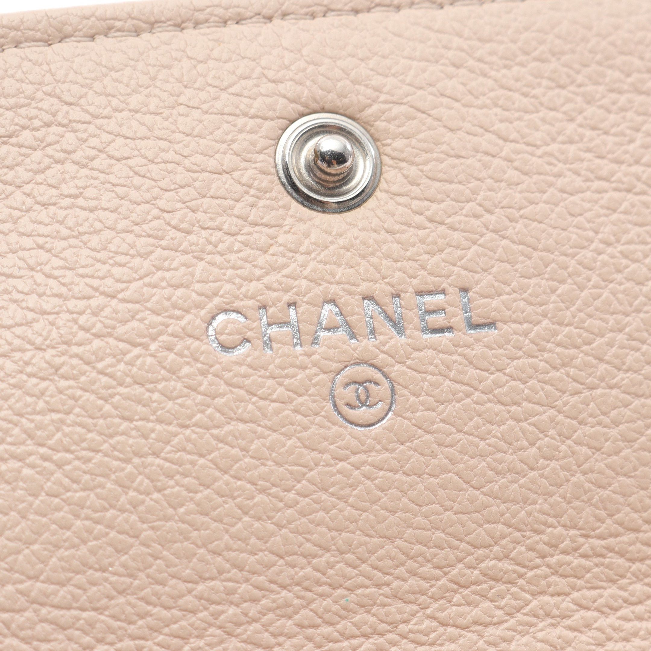 Chanel Chanel Coco Mark Bi-Fold Long Wallet Leather Pink Beige Silver Hardware Size ONE SIZE - 4 Thumbnail