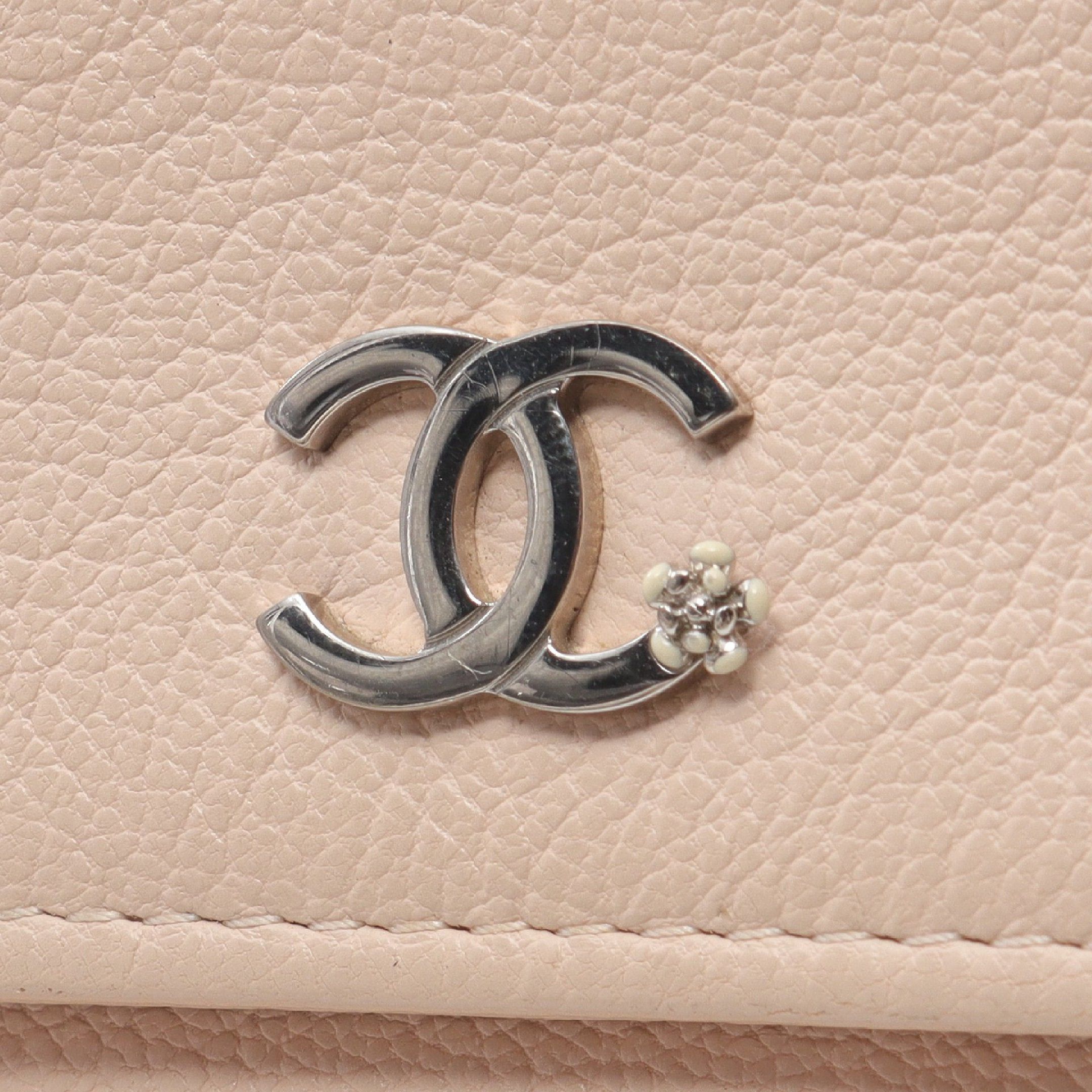 Chanel Chanel Coco Mark Bi-Fold Long Wallet Leather Pink Beige Silver Hardware Size ONE SIZE - 12 Thumbnail