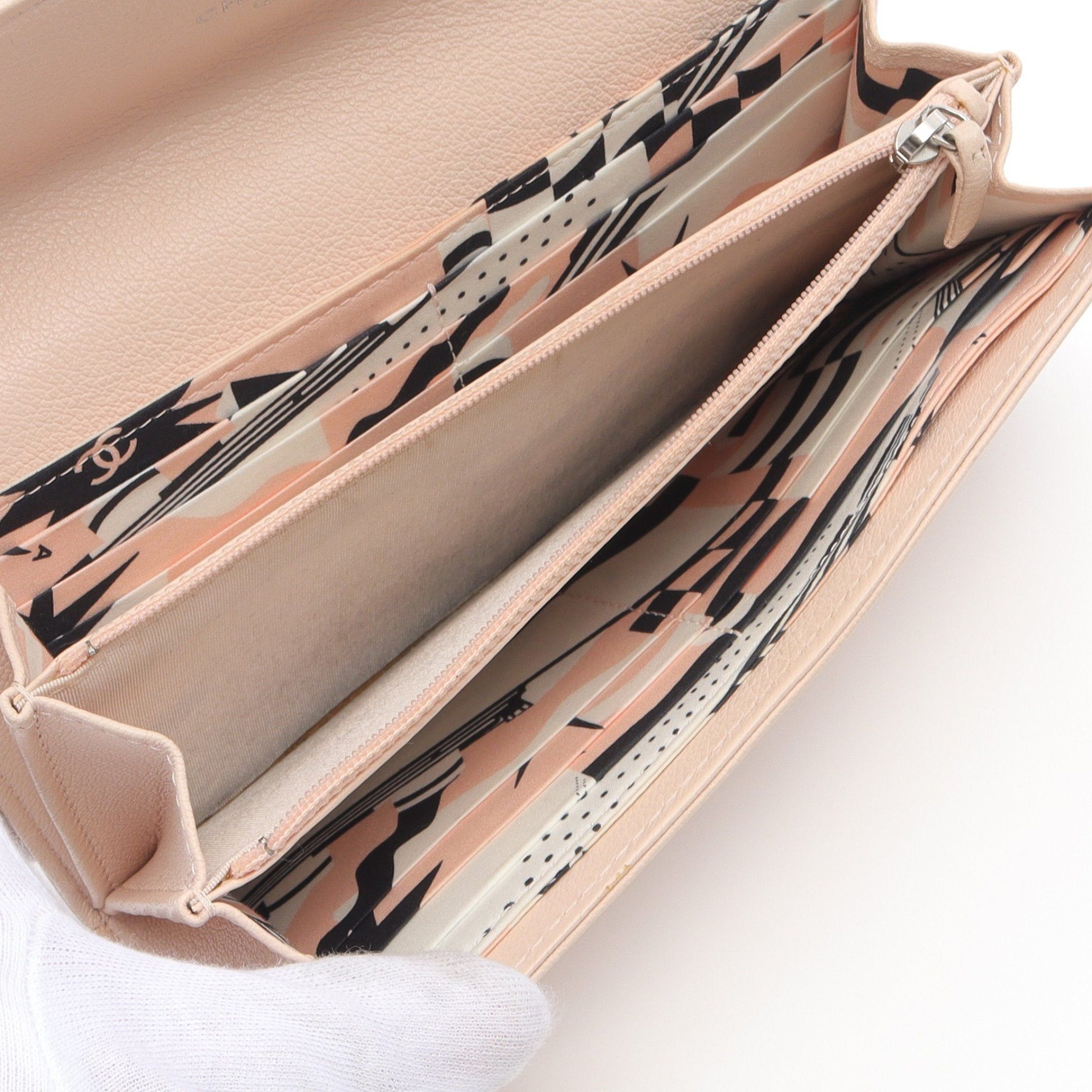 Chanel Chanel Coco Mark Bi-Fold Long Wallet Leather Pink Beige Silver Hardware Size ONE SIZE - 3 Thumbnail