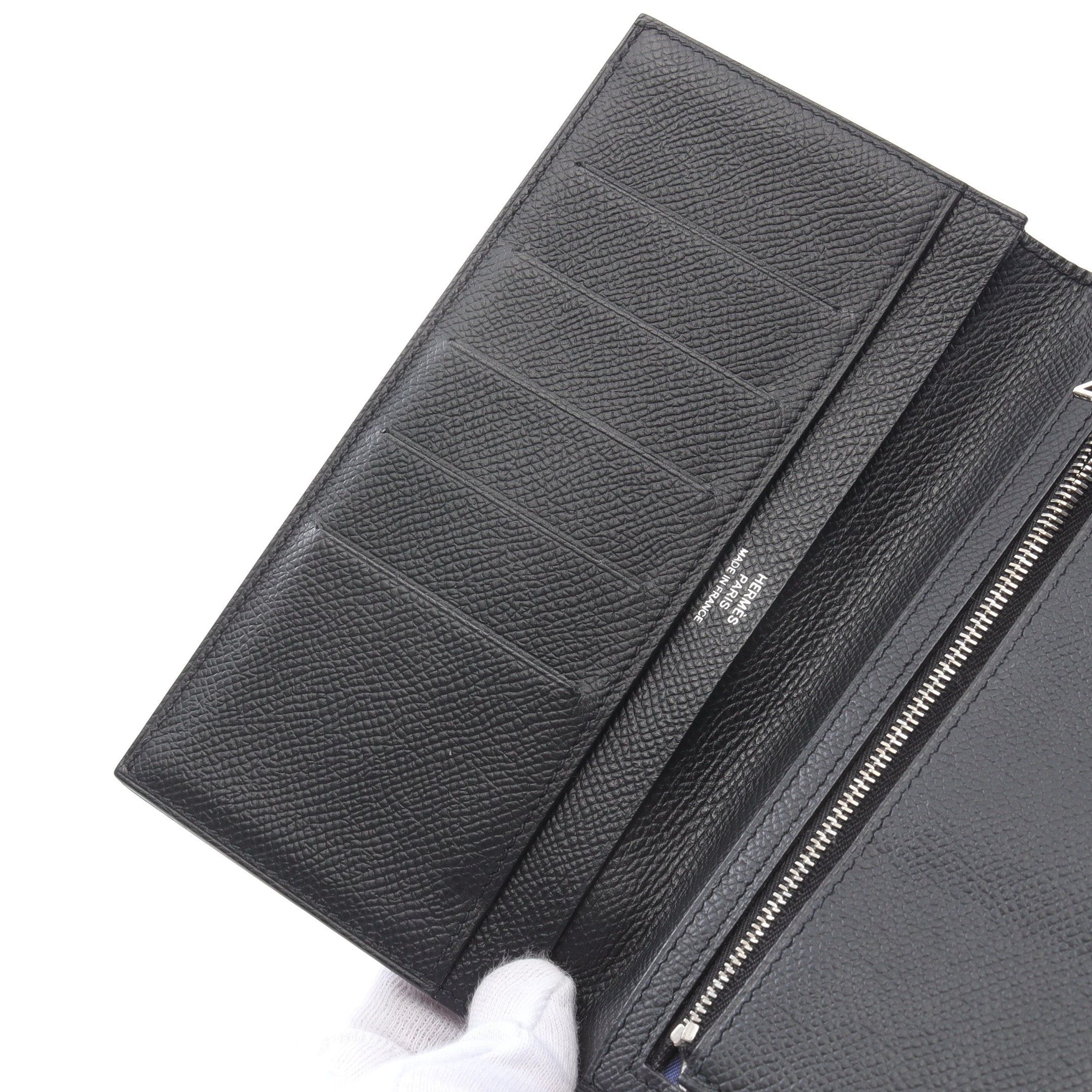 Hermes Hermes Citizen Twill Long Bi-Fold Wallet Veau Epsom Black Silver Hardware Y Stamp Size ONE SIZE - 11 Thumbnail