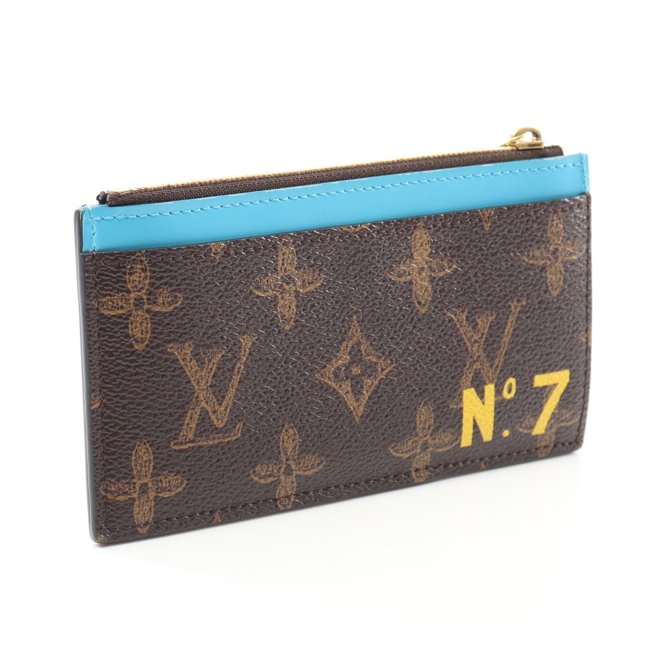 Louis Vuitton Louis Vuitton Coin Card Holder No.7 Monogram Case Purse Leather Brown Blue Size ONE SIZE - 2 Thumbnail