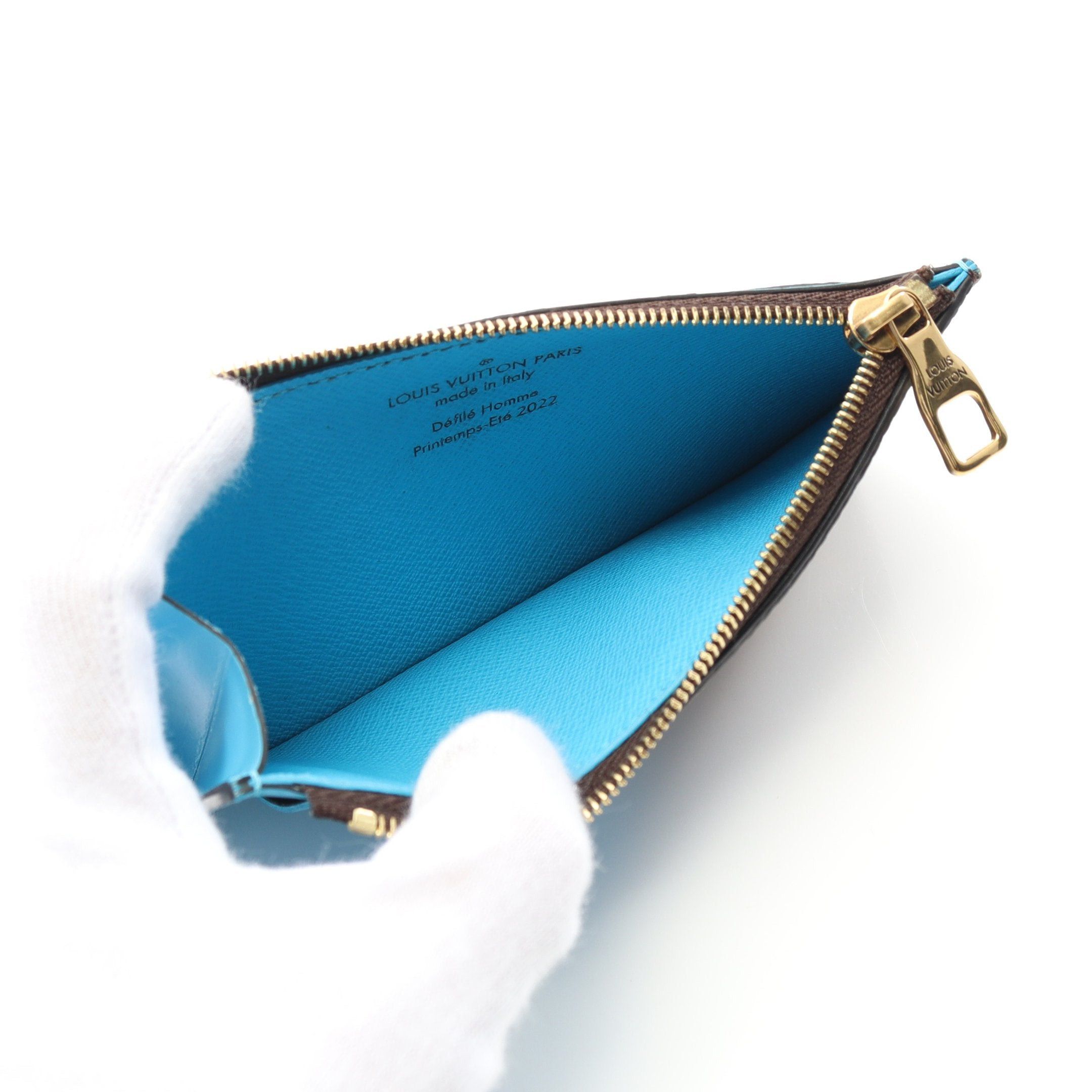 Louis Vuitton Louis Vuitton Coin Card Holder No.7 Monogram Case Purse Leather Brown Blue Size ONE SIZE - 3 Thumbnail