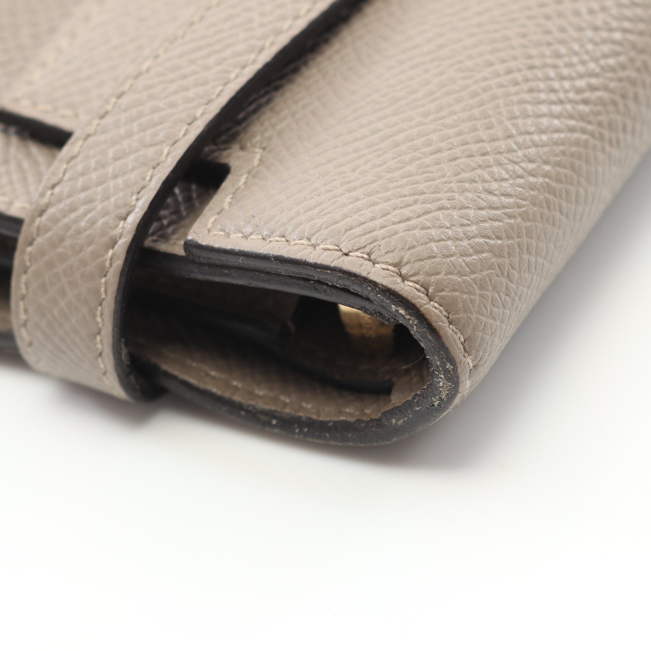 Hermes Hermes Kelly Wallet Medium Grease Asphalt Trifold Veau Epsom Gray Beige Gold Hardware C Engraved Size ONE SIZE - 9 Thumbnail