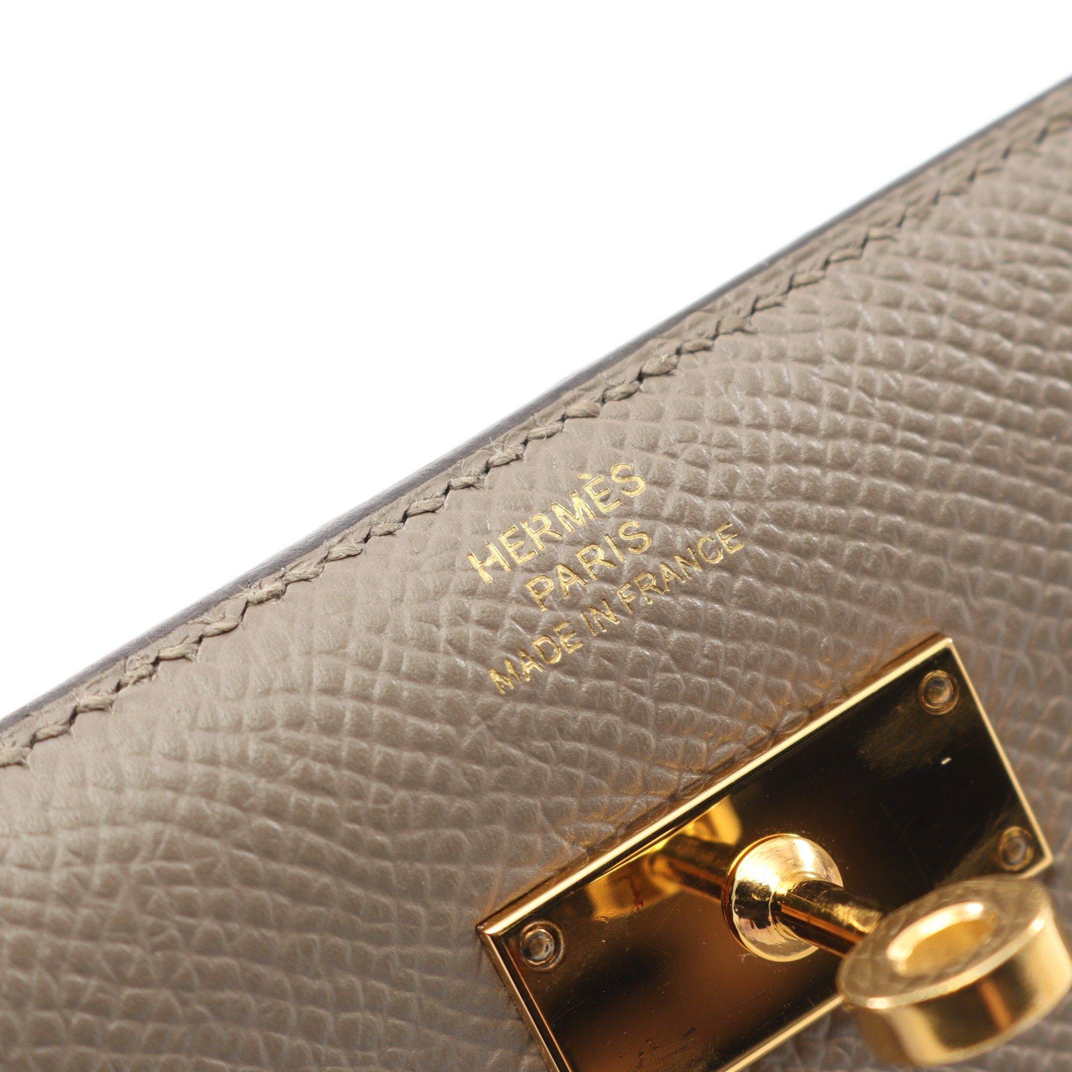 Hermes Hermes Kelly Wallet Medium Grease Asphalt Trifold Veau Epsom Gray Beige Gold Hardware C Engraved Size ONE SIZE - 4 Thumbnail