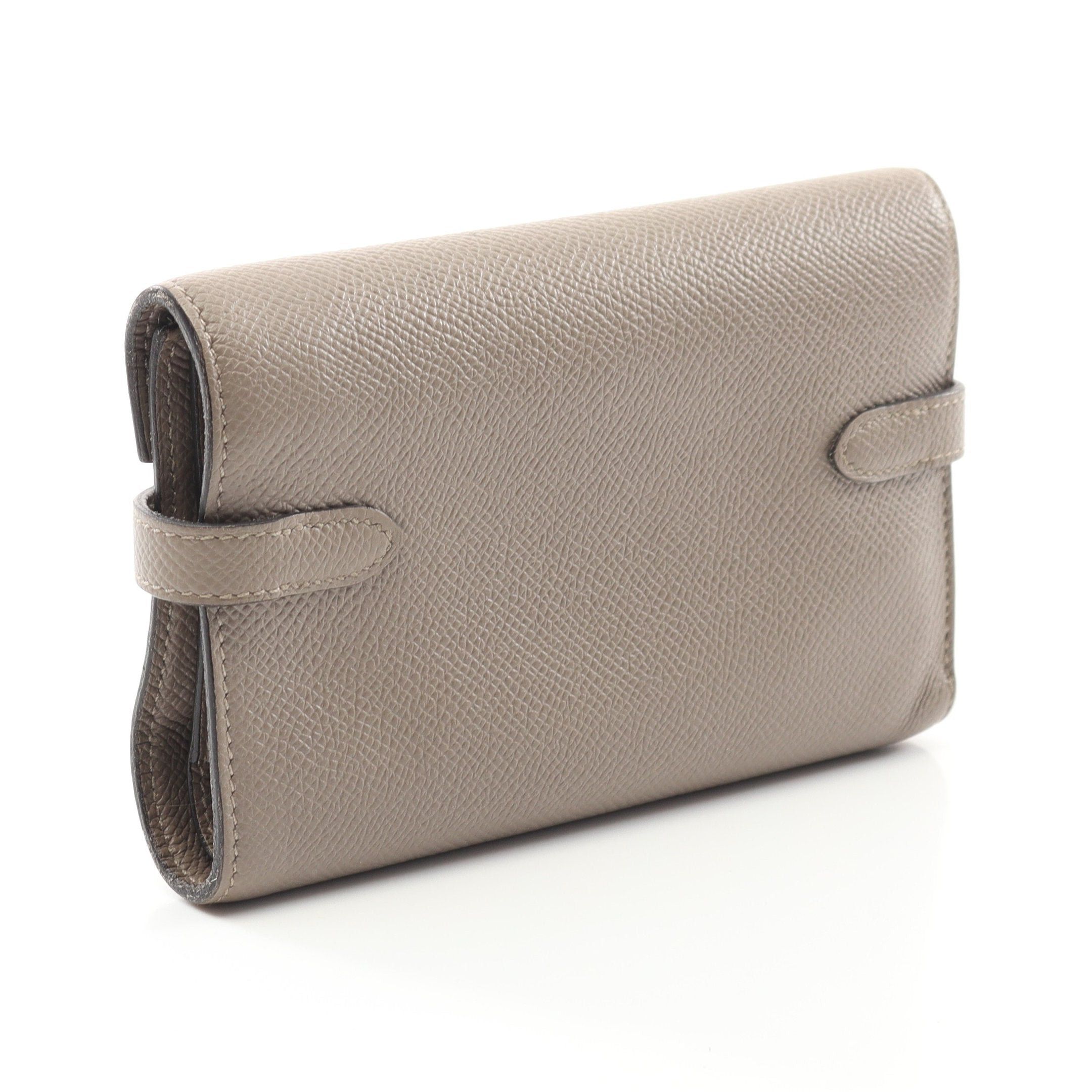 Hermes Hermes Kelly Wallet Medium Grease Asphalt Trifold Veau Epsom Gray Beige Gold Hardware C Engraved Size ONE SIZE - 2 Thumbnail