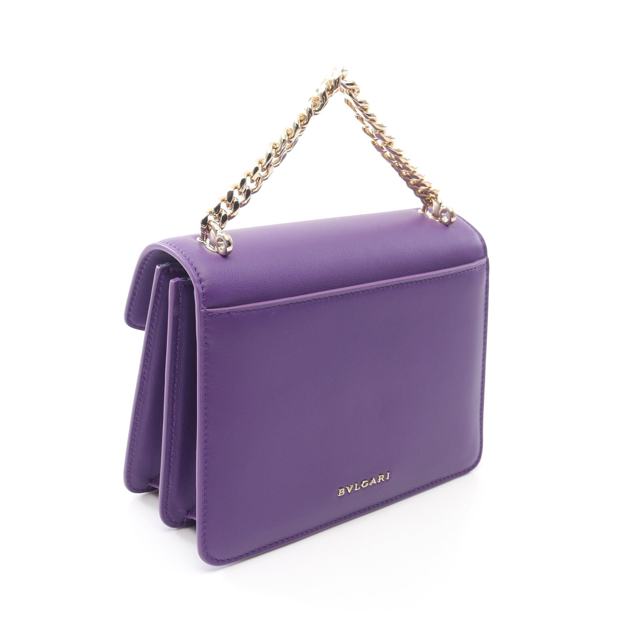 Bvlgari Bvlgari Serpenti Forever Chain Handbag Leather Purple Size ONE SIZE - 2 Thumbnail