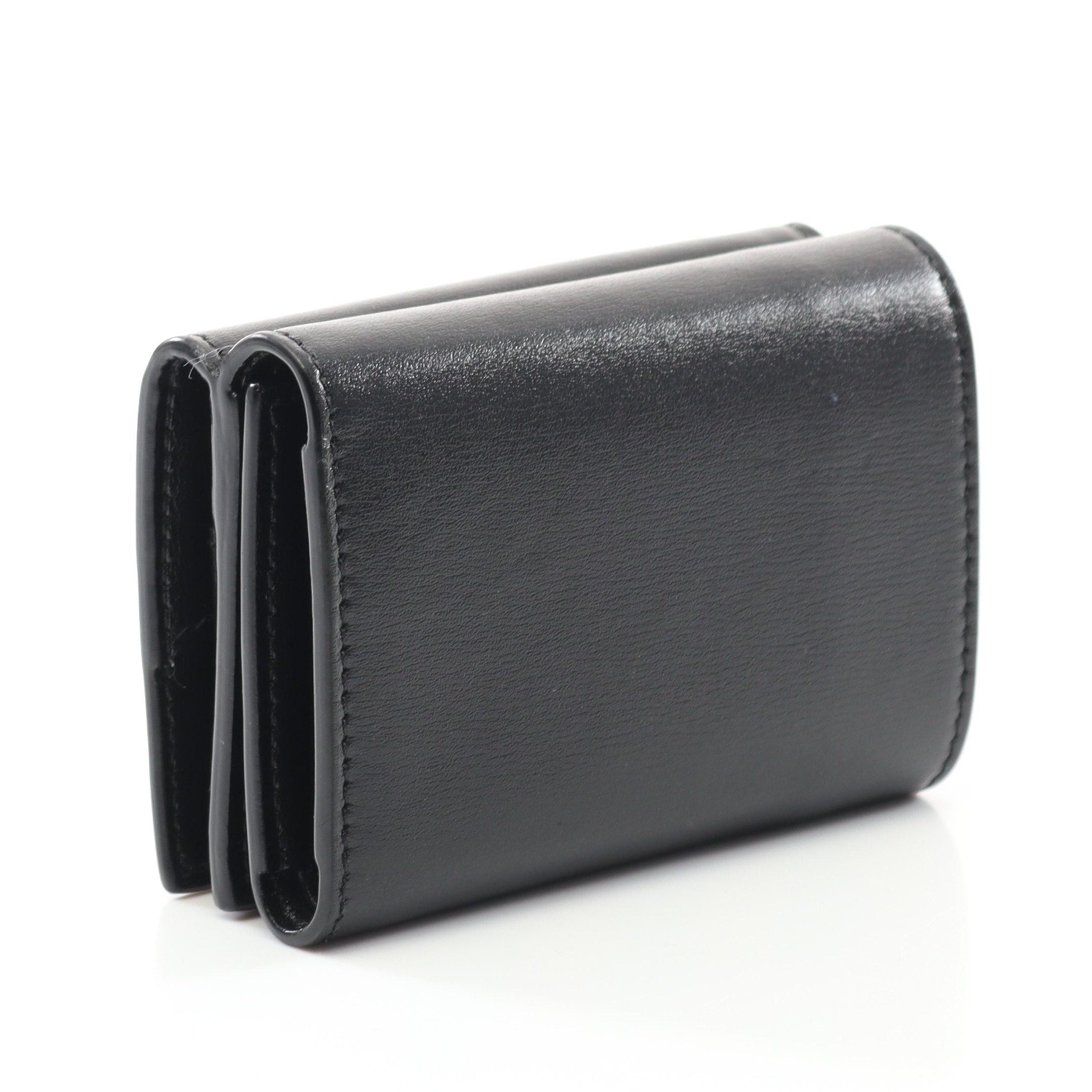 Yves Saint Laurent Yves Saint Laurent Monogram Trifold Wallet Compact Leather Black Size ONE SIZE - 2 Thumbnail