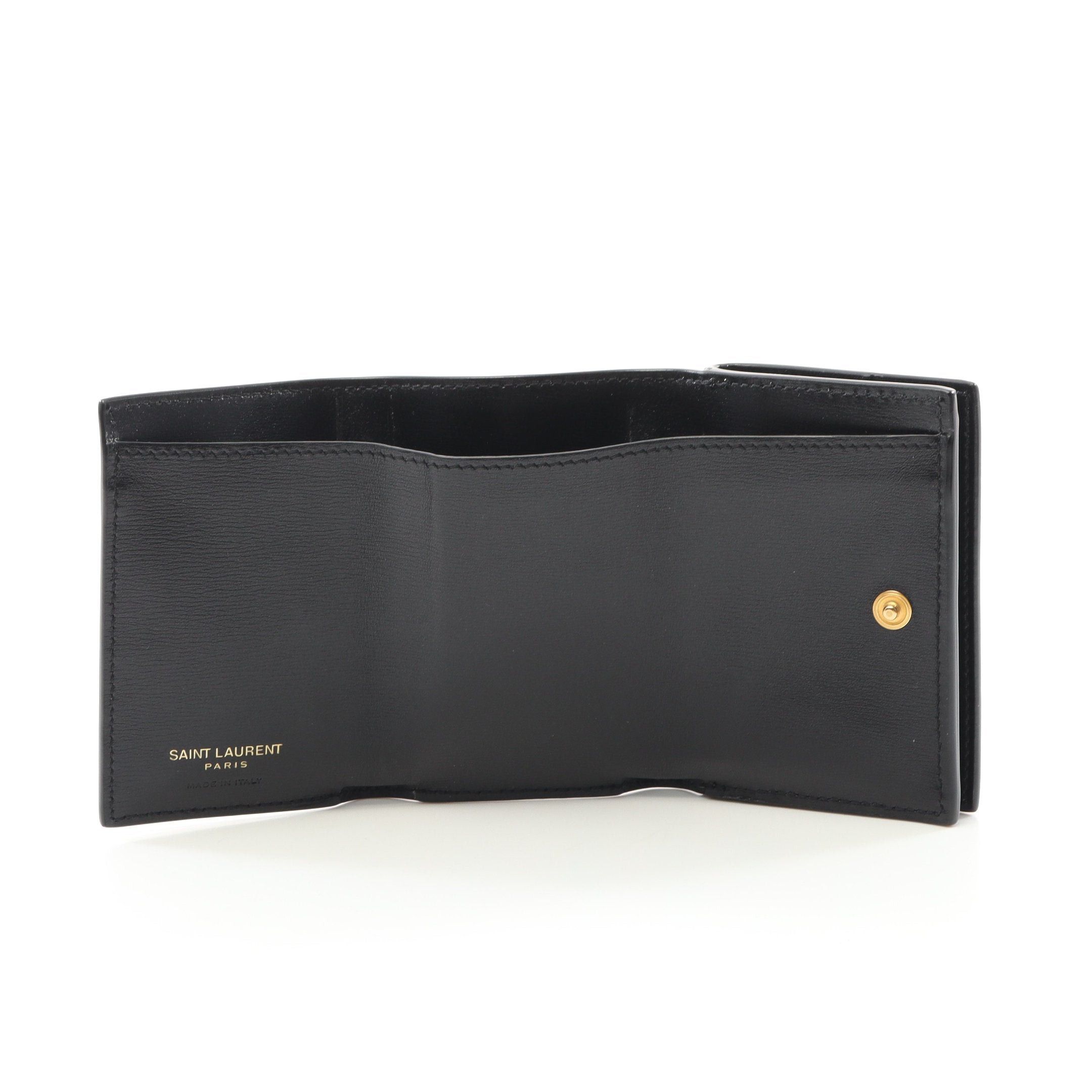 Yves Saint Laurent Yves Saint Laurent Monogram Trifold Wallet Compact Leather Black Size ONE SIZE - 3 Thumbnail