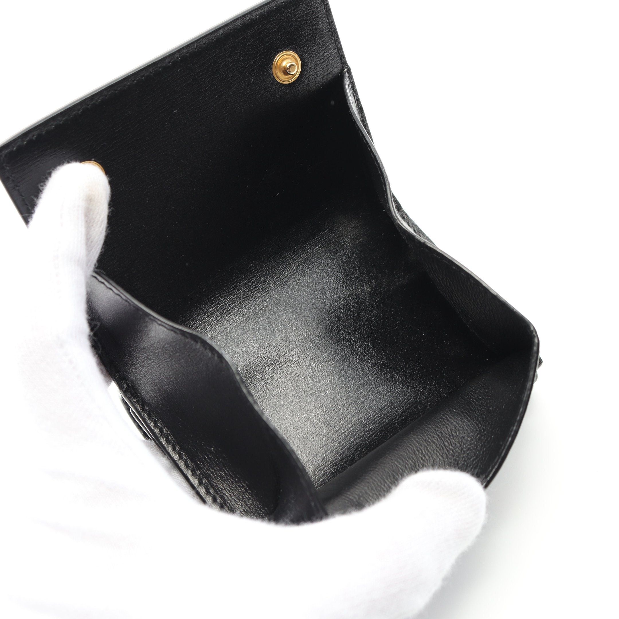 Yves Saint Laurent Yves Saint Laurent Monogram Trifold Wallet Compact Leather Black Size ONE SIZE - 7 Thumbnail