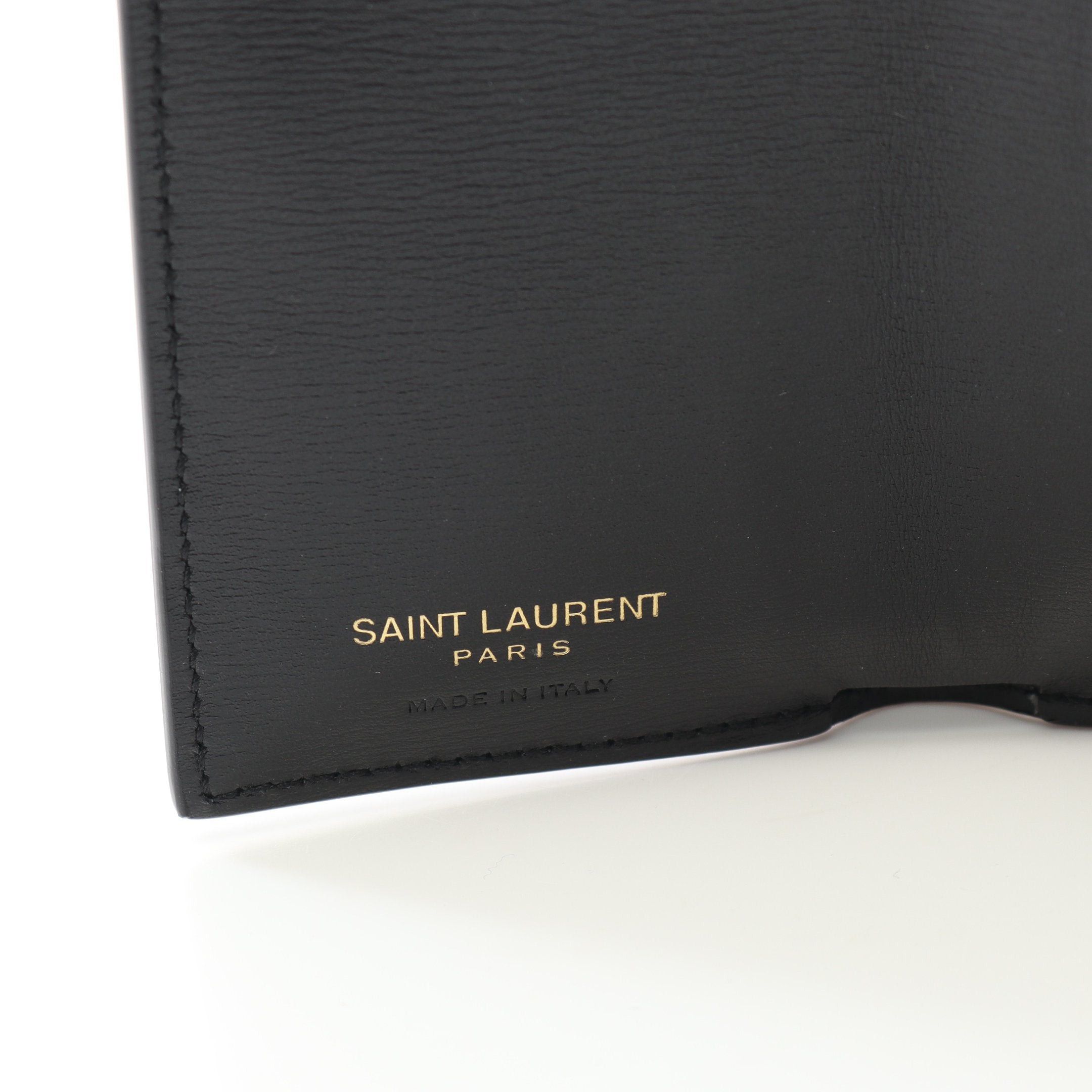 Yves Saint Laurent Yves Saint Laurent Monogram Trifold Wallet Compact Leather Black Size ONE SIZE - 4 Thumbnail