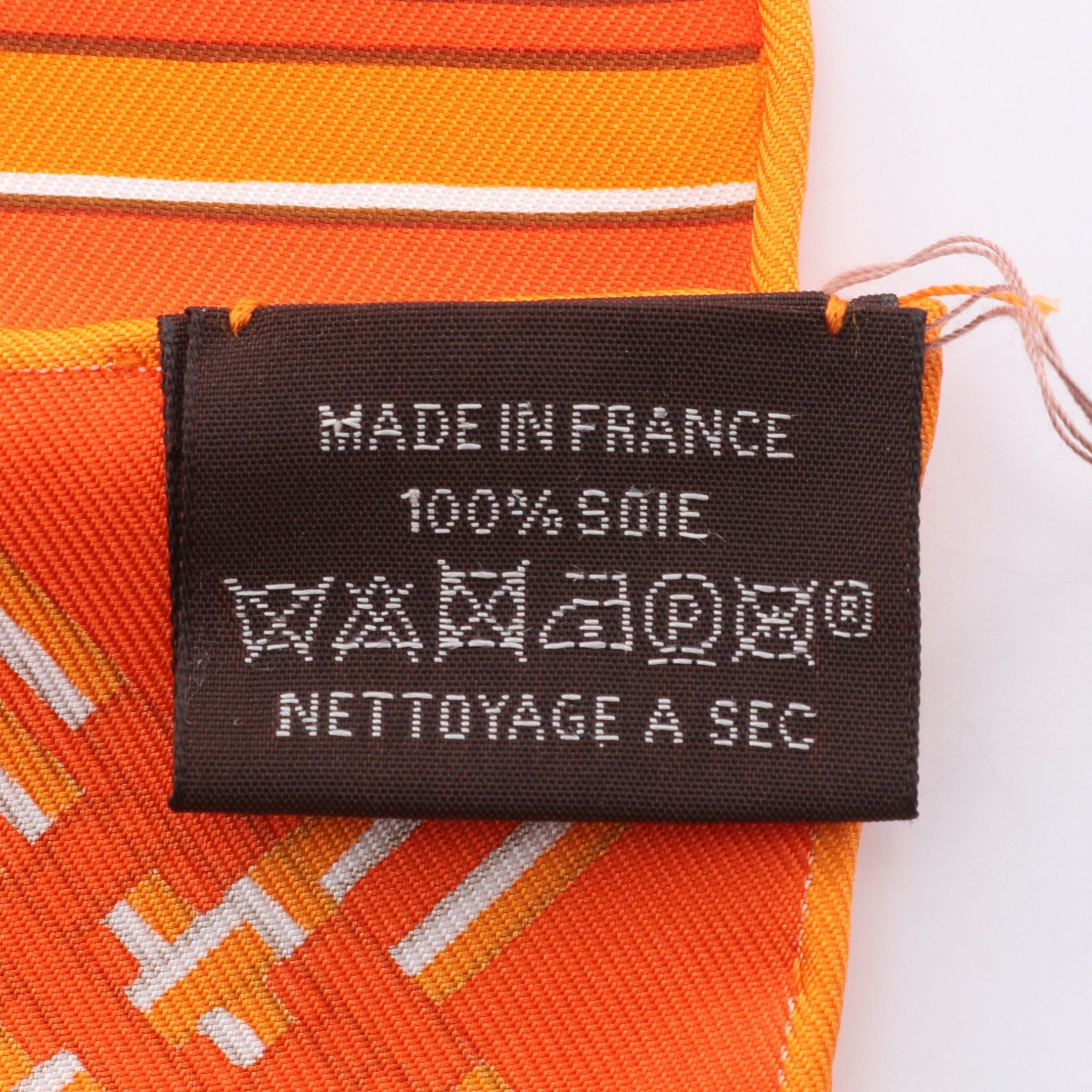 Hermes Hermes Carres 90 Masan&Masan Scarf Silk Orange Brown Ivory Size ONE SIZE - 3 Thumbnail