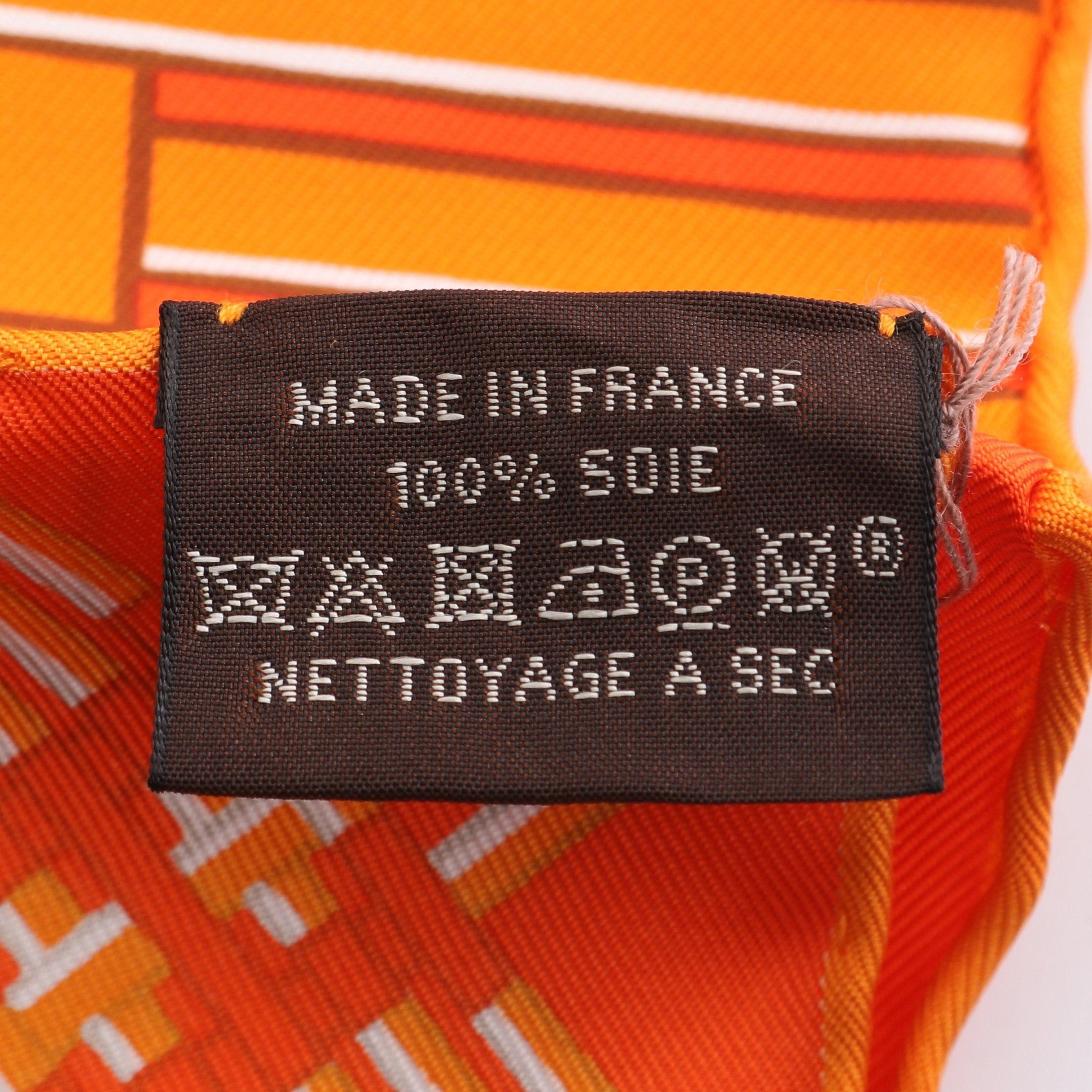 Hermes Hermes Carres 90 Masan&Masan Scarf Silk Orange Brown Ivory Size ONE SIZE - 3 Thumbnail