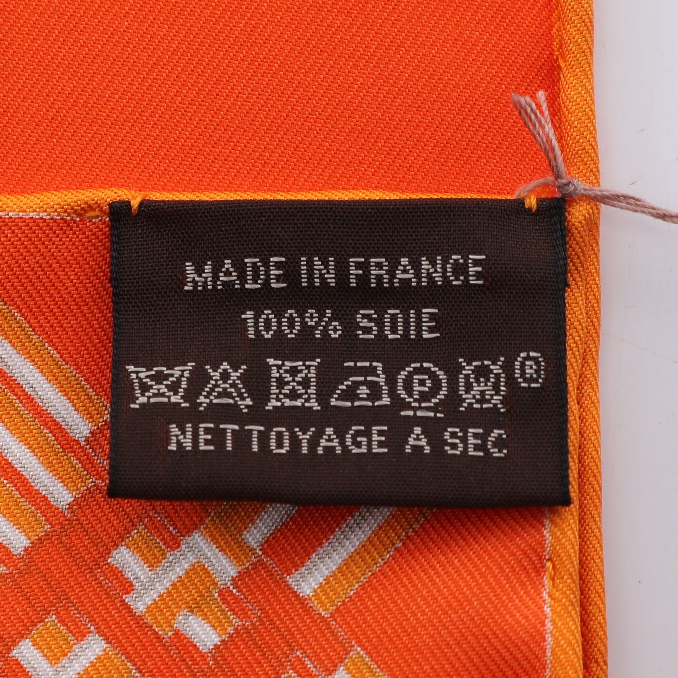 Hermes Hermes Carres 90 Masan&Masan Scarf Silk Orange Brown Ivory Size ONE SIZE - 3 Thumbnail