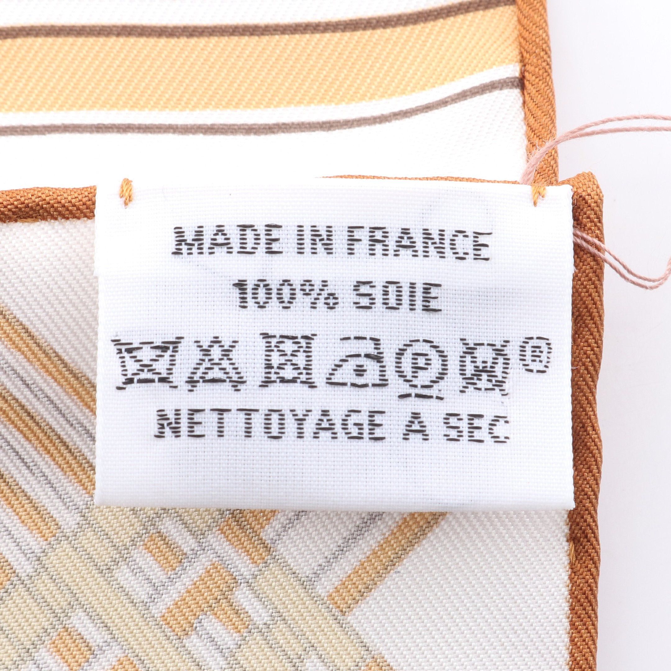 Hermes Hermes Carres 90 Masan&Masan Scarf Silk Beige Gray Brown Size ONE SIZE - 3 Thumbnail