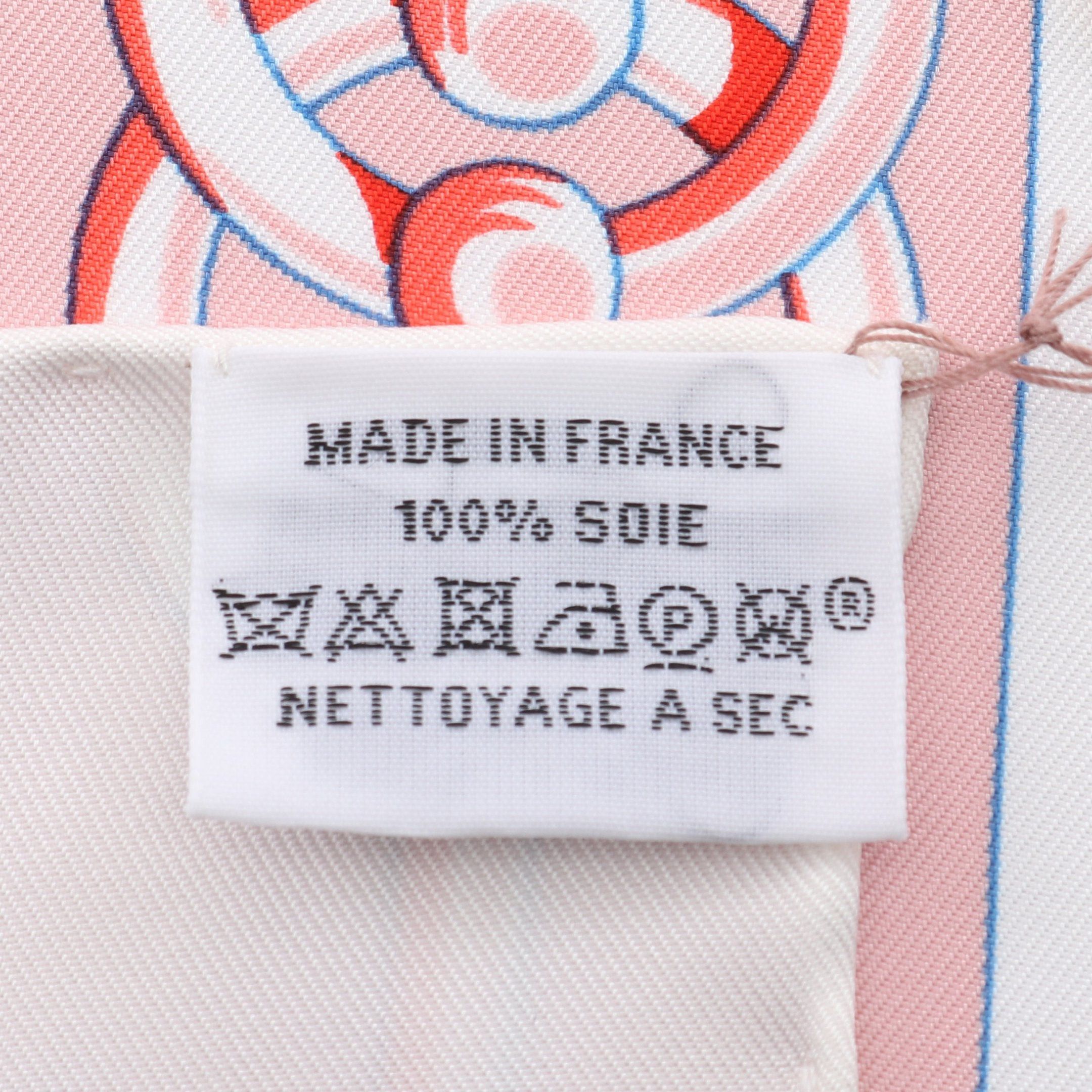Hermes Hermes Carres 90 Cliquetis Scarf Silk Off White Pink Multicolor Size ONE SIZE - 3 Thumbnail