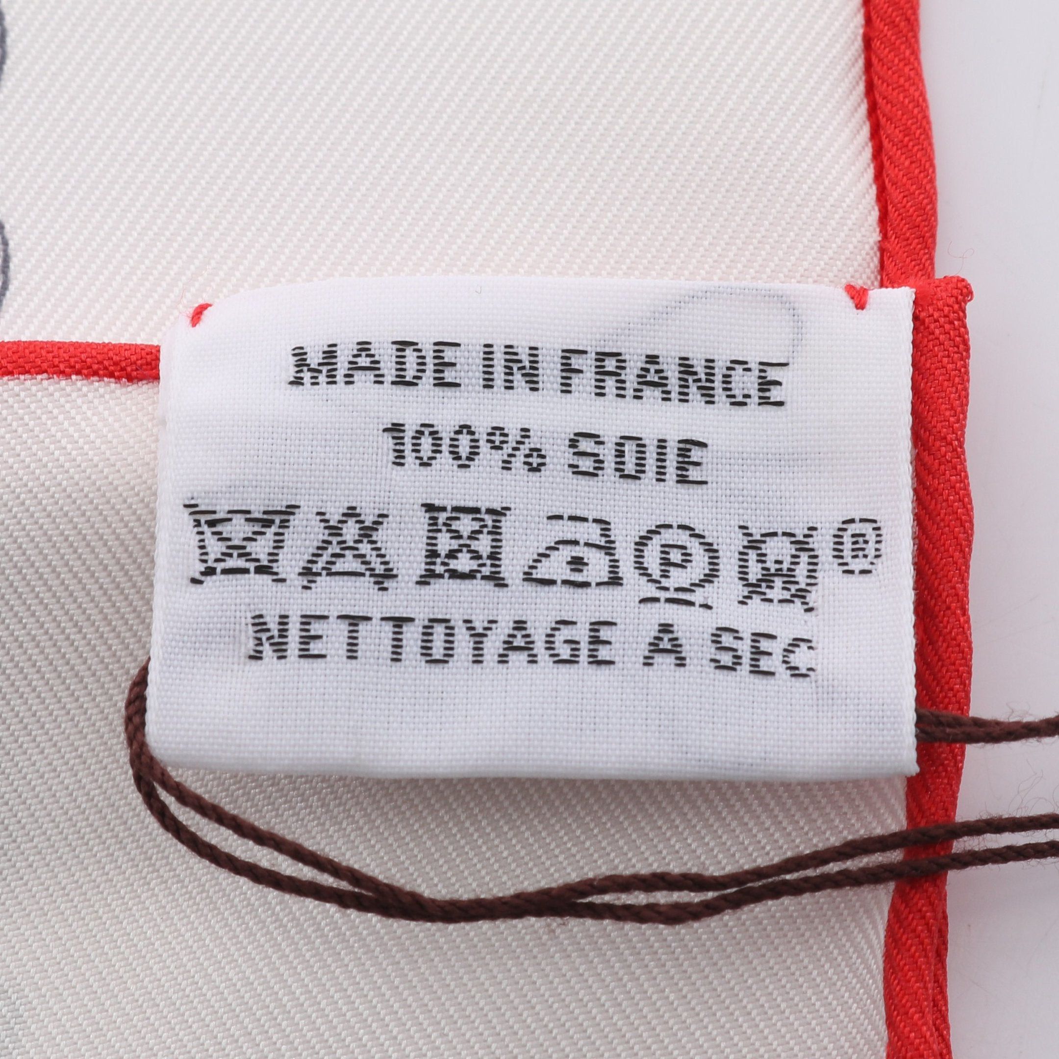 Hermes Hermes Carres 90 Reaction En Chaines Scarf Silk Off White Red Multicolor Size ONE SIZE - 3 Thumbnail