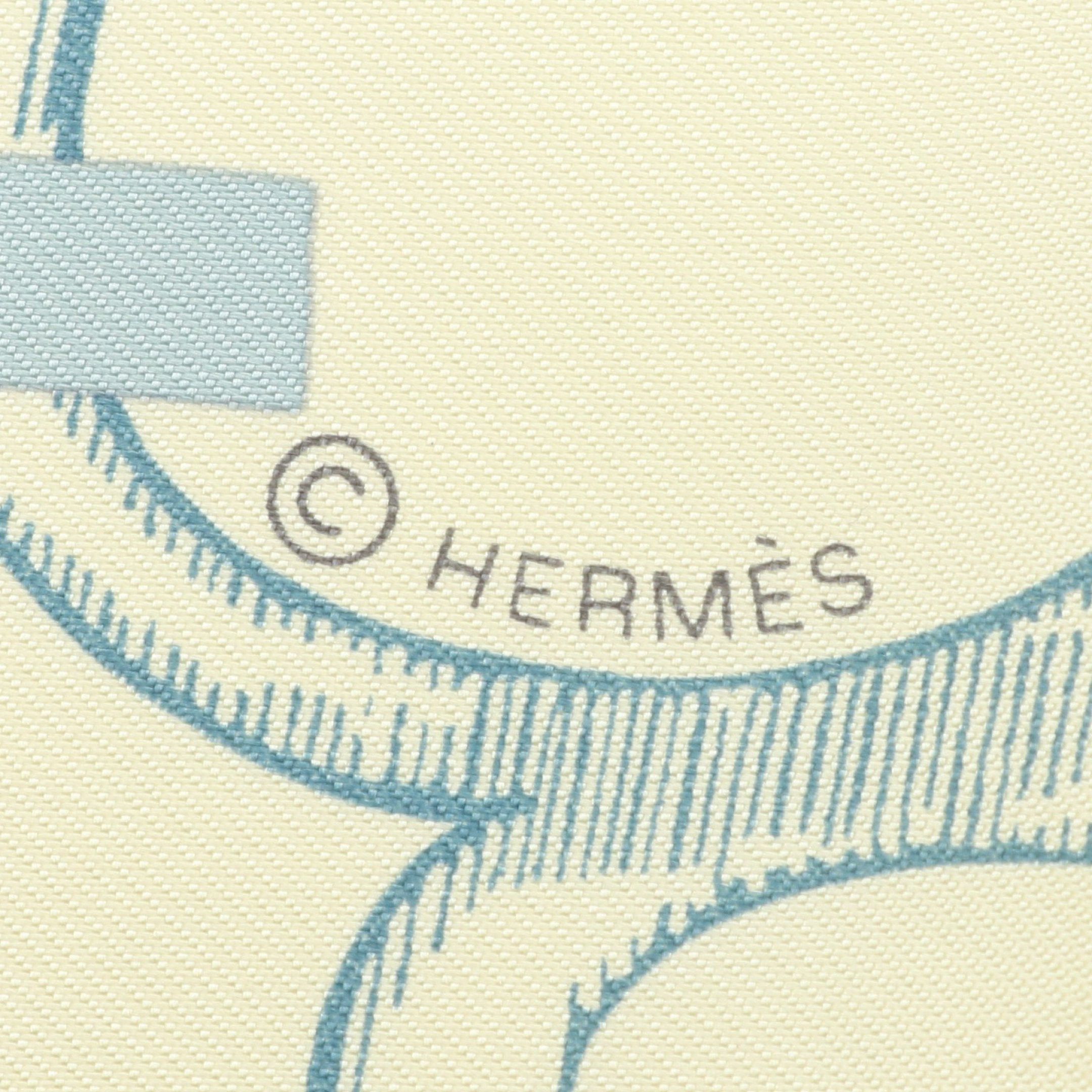 Hermes Hermes Carres 90 Do Re Boucles Scarf Silk Light Yellow Multicolor Size ONE SIZE - 2 Thumbnail
