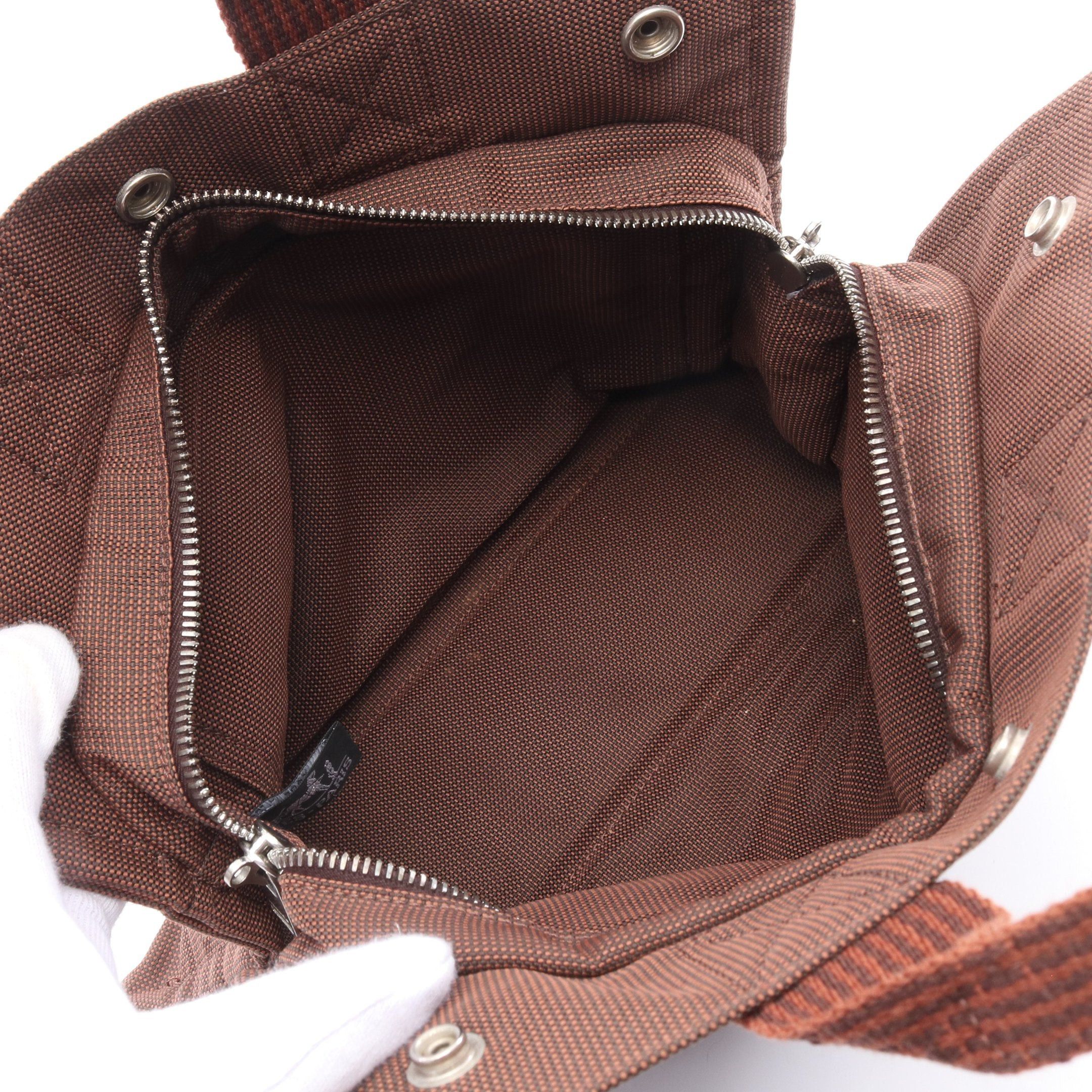 Hermes Hermes Yale Line Pm Handbag Tote Bag Nylon Canvas Brown Silver Hardware Size ONE SIZE - 3 Thumbnail