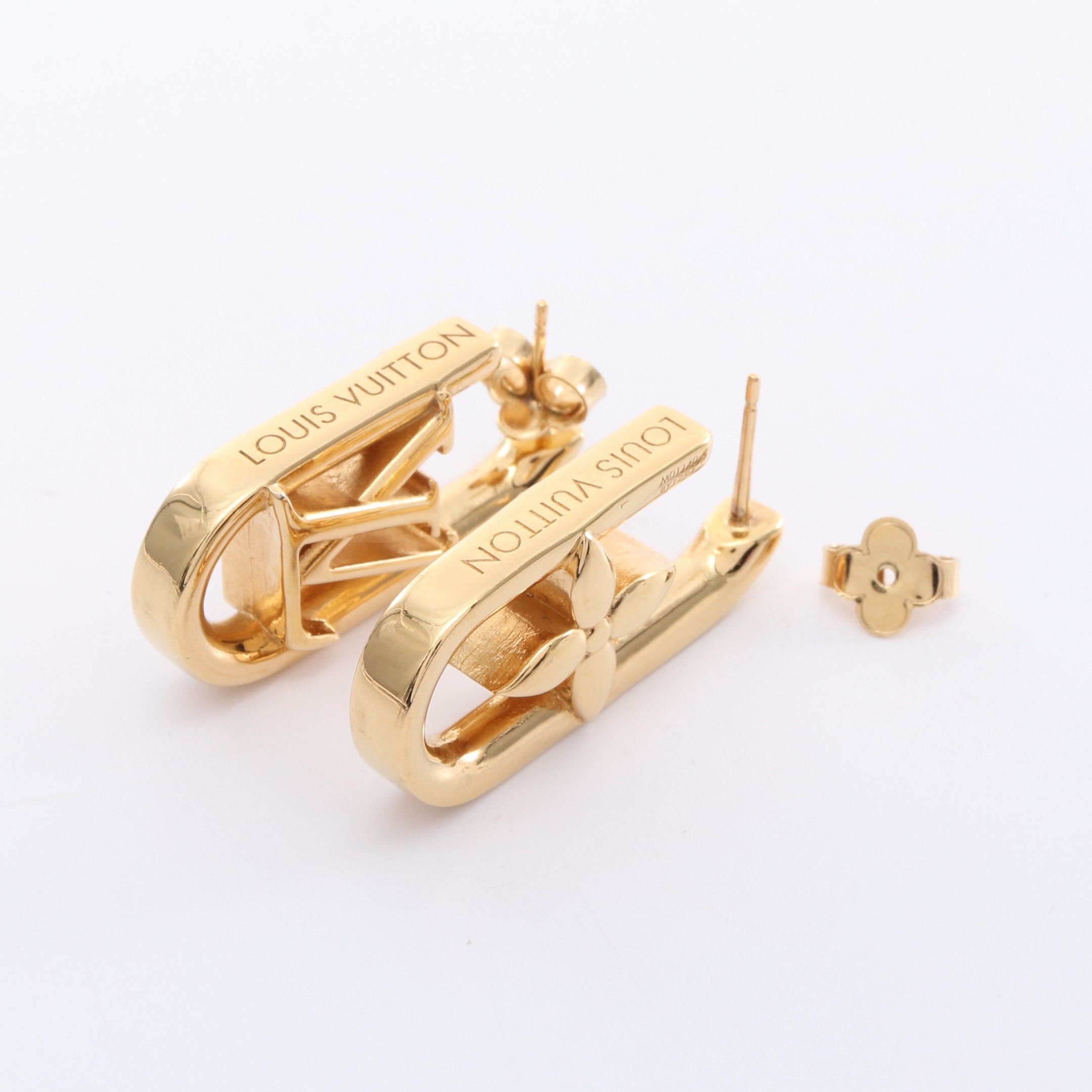 Louis Vuitton Louis Vuitton My Lv Chain Hoop Earrings Gp Gold Size ONE SIZE - 3 Thumbnail