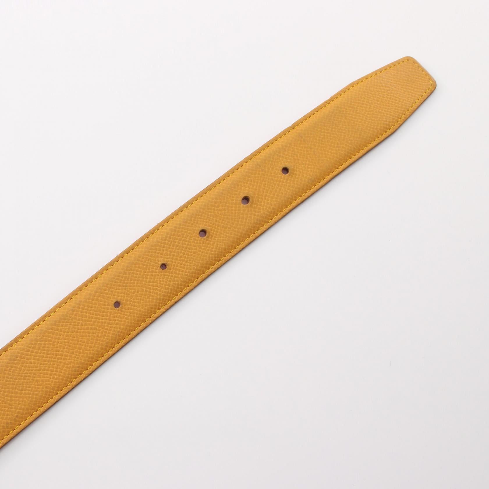 Hermes Hermes Constance H-Belt Jaune Rougewif Belt Courchevel Yellow Red Gold Hardware Reversible □B Stamp (Manufactured Around 1998) Size ONE SIZE - 3 Thumbnail