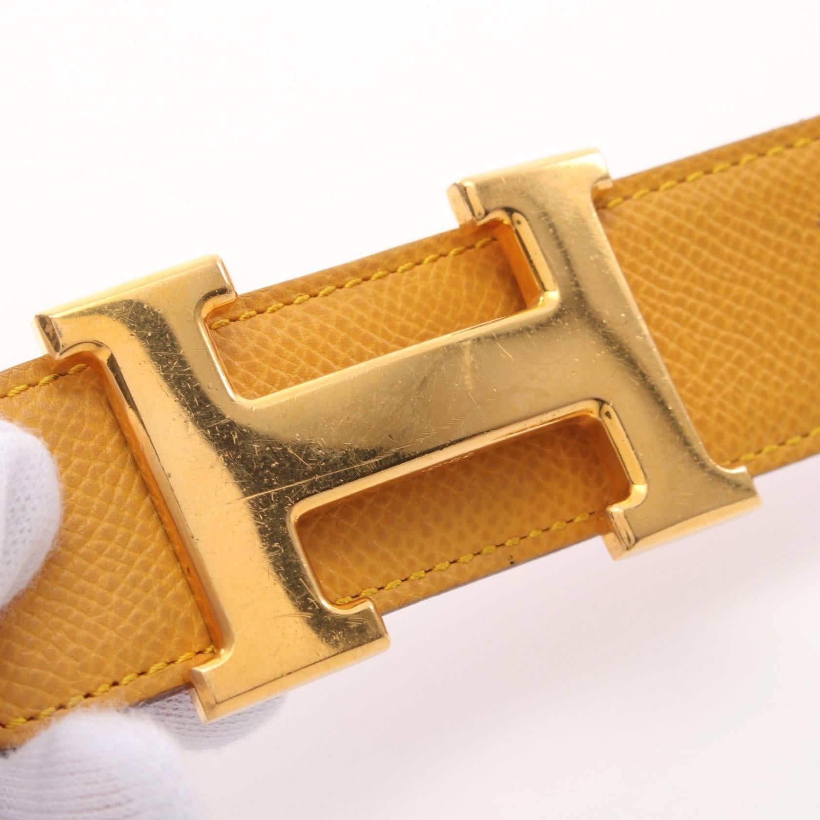 Hermes Hermes Constance H-Belt Jaune Rougewif Belt Courchevel Yellow Red Gold Hardware Reversible □B Stamp (Manufactured Around 1998) Size ONE SIZE - 8 Thumbnail