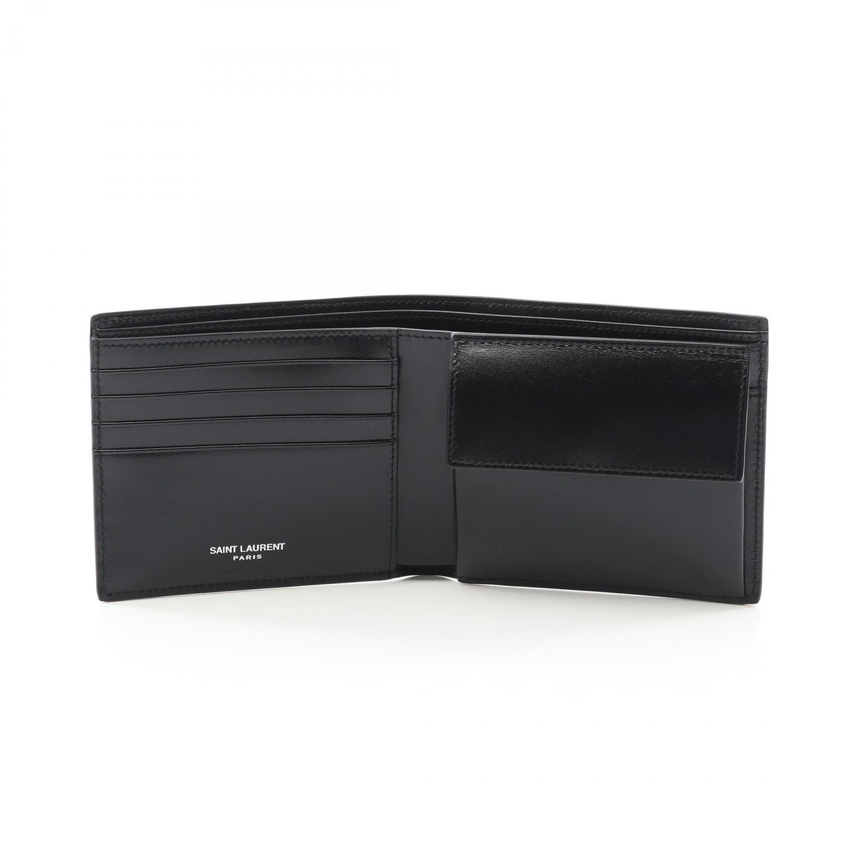 Yves Saint Laurent Yves Saint Laurent Eastwest Wallet Monogram Bi-Fold Leather Black Size ONE SIZE - 3 Thumbnail