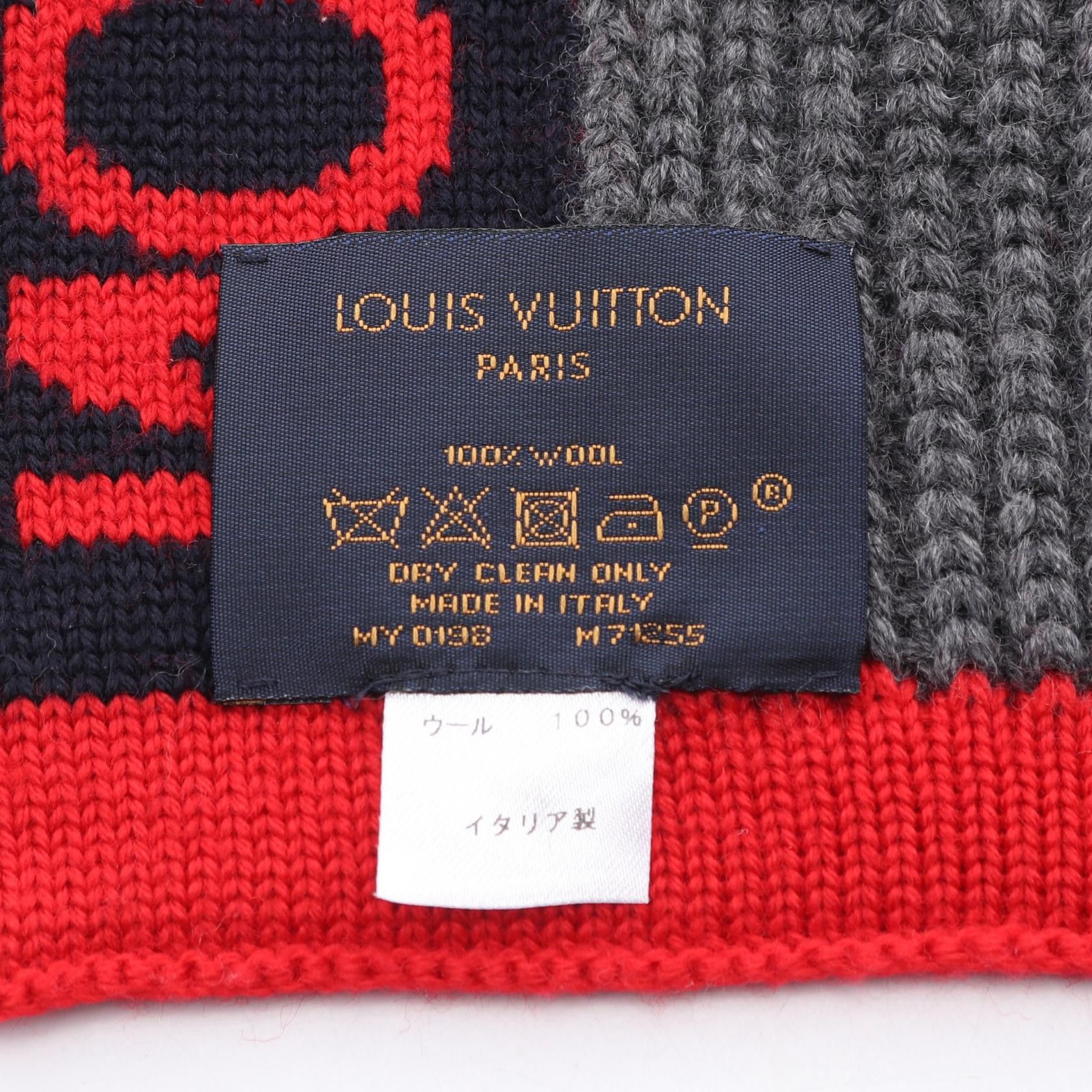 Louis Vuitton Louis Vuitton Écharpe Lv Generation Scarf Wool Gray Red Navy Size ONE SIZE - 2 Thumbnail