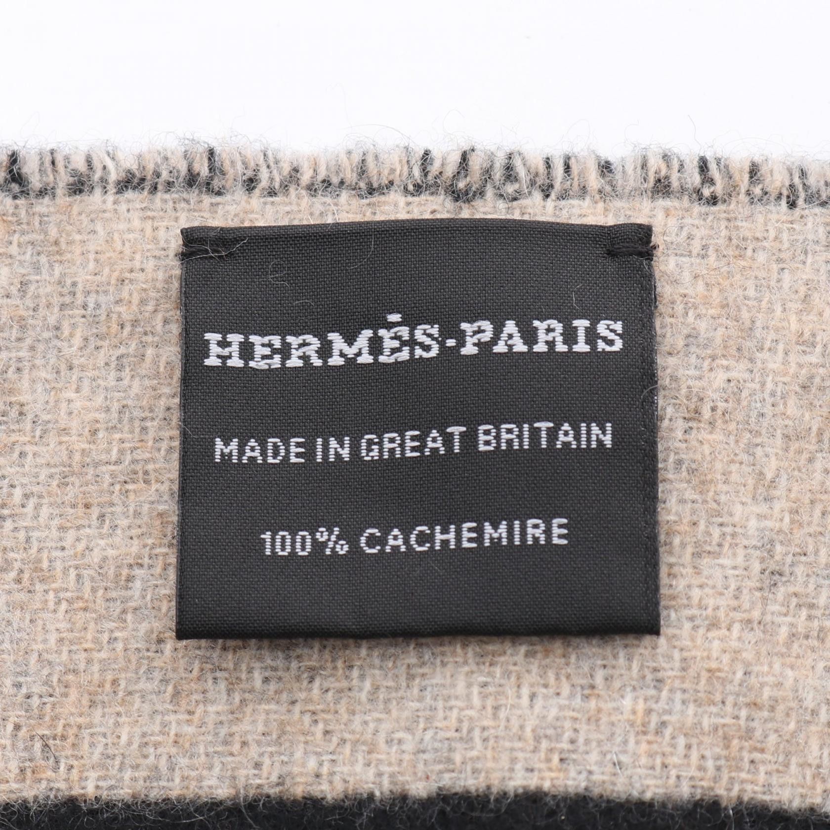 Hermes Hermes Love Story Scarf Cashmere Black Beige Size ONE SIZE - 2 Thumbnail