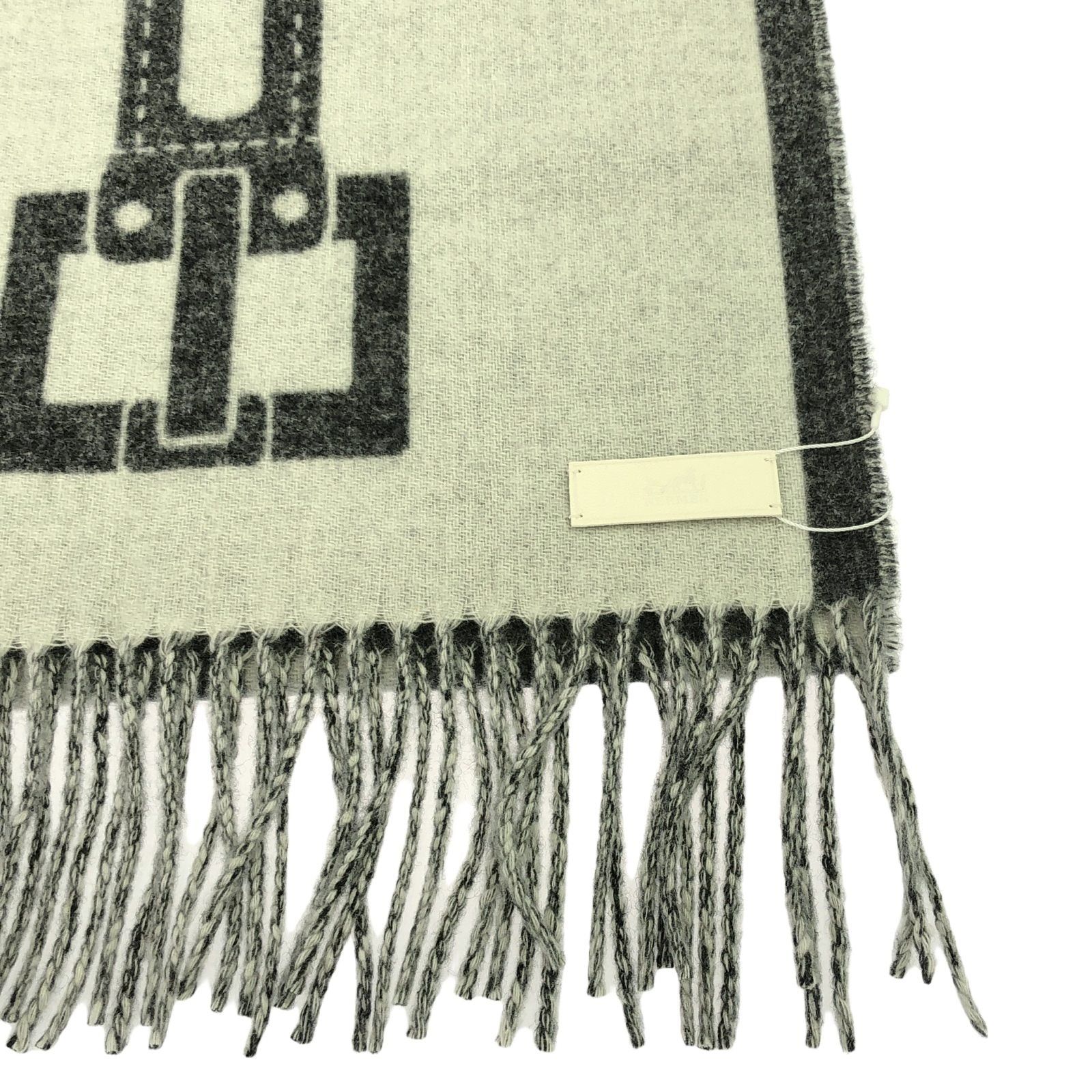 Hermes Hermes Cashmere Scarf ”Sangle” Gray Size ONE SIZE - 3 Thumbnail