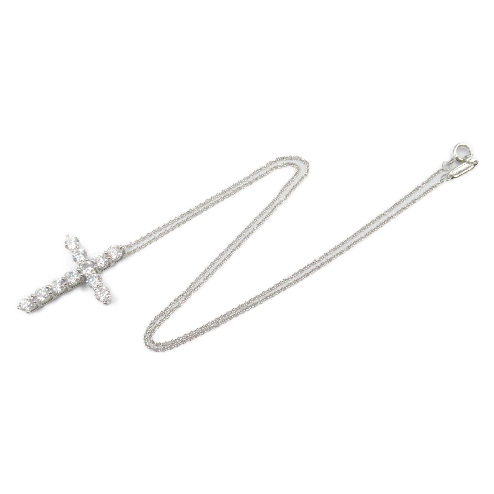 Tiffany & Co. Tiffany Co Large Cross Diamond Necklace Pt950 Platinum Clear Size ONE SIZE - 3 Thumbnail