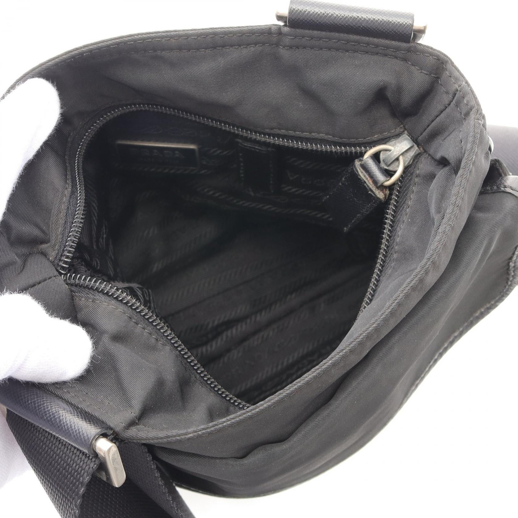 Prada Prada Viaggio Shoulder Bag Nylon Sapphire Leather Black Size ONE SIZE - 3 Thumbnail