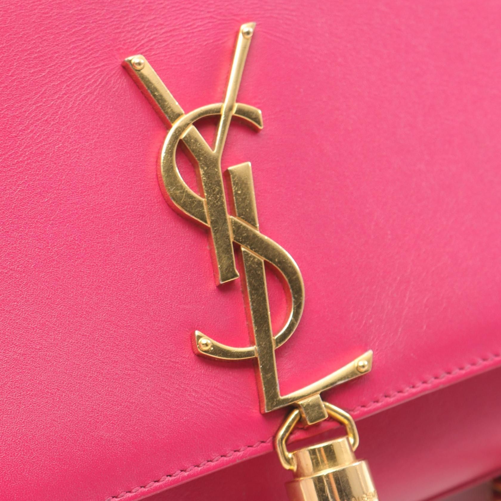 Yves Saint Laurent Yves Saint Laurent Kate Monogram Chain Shoulder Bag Leather Pink Size ONE SIZE - 10 Thumbnail