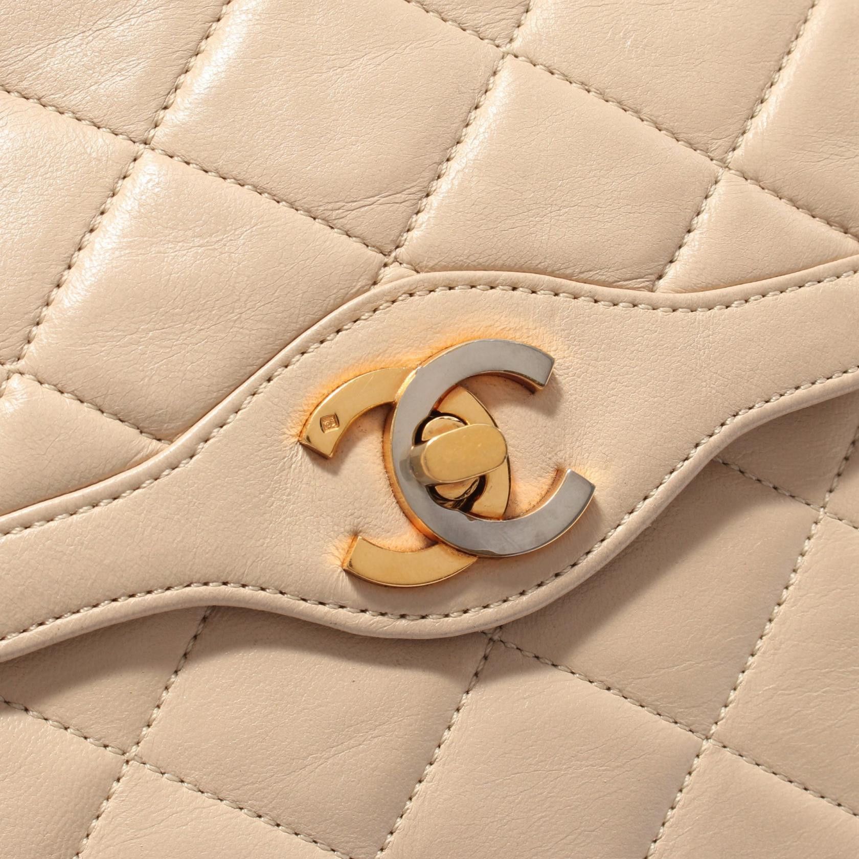 Chanel Chanel Matelasse Paris Exclusive Double Flap Chain Shoulder Bag Lambskin Beige Combination Metal Fittings Size ONE SIZE - 12 Thumbnail
