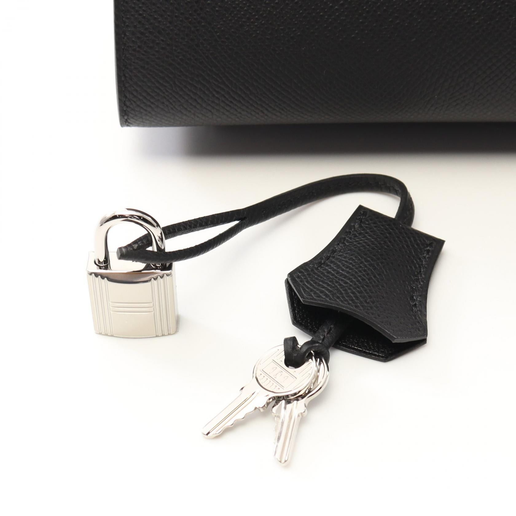Hermes Hermes Birkin 25 Serie Handbag Veau Epsom Black Electrum Fittings K Stamp Size ONE SIZE - 6 Thumbnail
