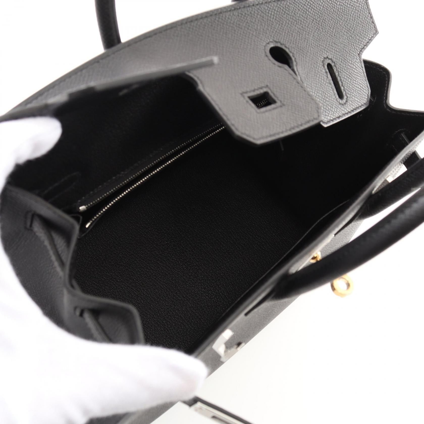 Hermes Hermes Birkin 25 Serie Handbag Veau Epsom Black Electrum Fittings K Stamp Size ONE SIZE - 3 Thumbnail
