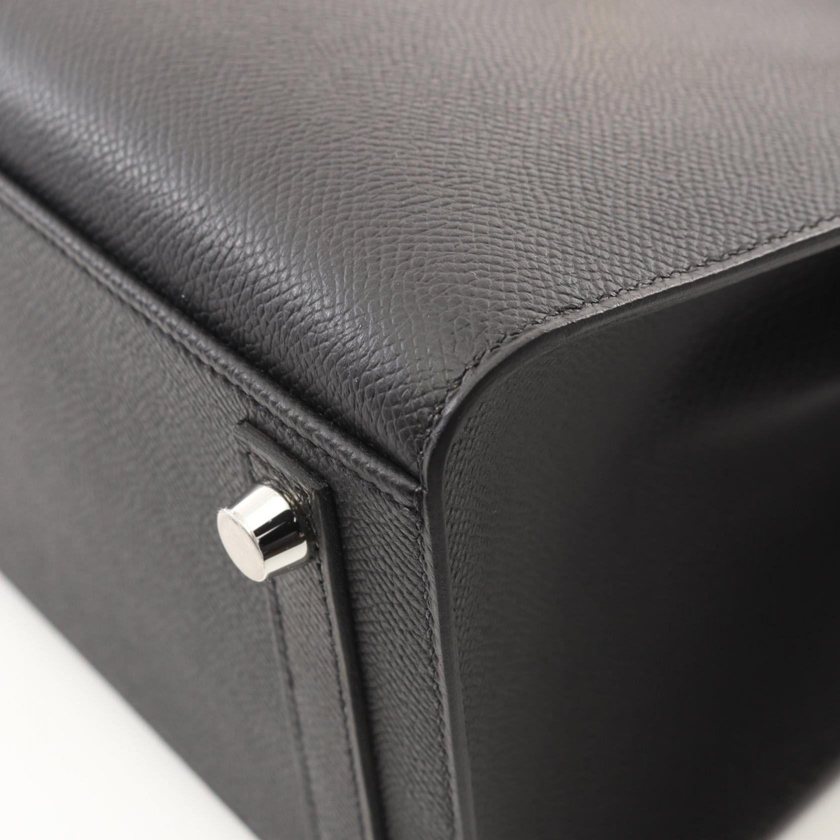 Hermes Hermes Birkin 25 Serie Handbag Veau Epsom Black Electrum Fittings K Stamp Size ONE SIZE - 7 Thumbnail