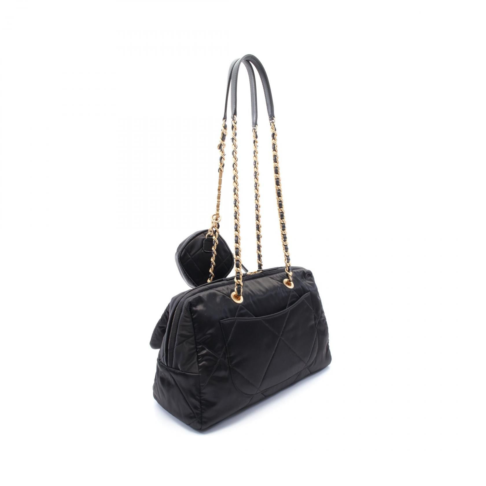 Chanel Chanel Matelasse Large Bowling Bag Chain Shoulder Nylon Leather Black Gold Hardware Size ONE SIZE - 2 Thumbnail