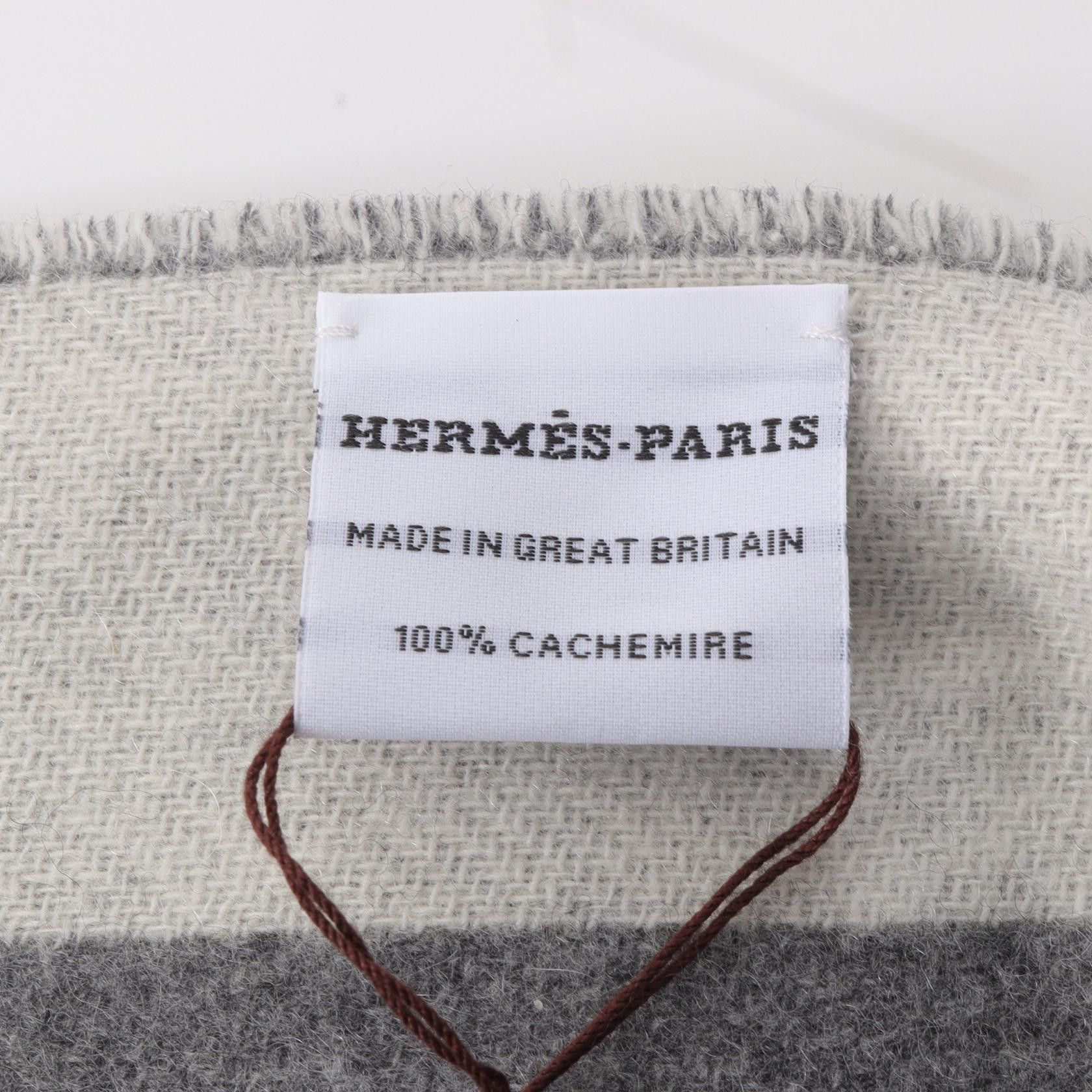 Hermes Hermes Love Story Scarf Cashmere Gray Ivory Size ONE SIZE - 3 Thumbnail